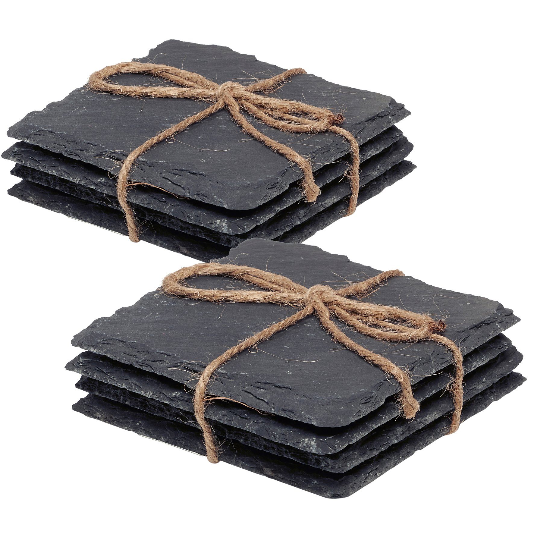 BigDean Glasuntersetzer 8er Schiefer Untersetzer Set Tischdeko Raclette Pfännchen Schick, Zubehör für Tischdeko, Set, 8-tlg., Natur Pur