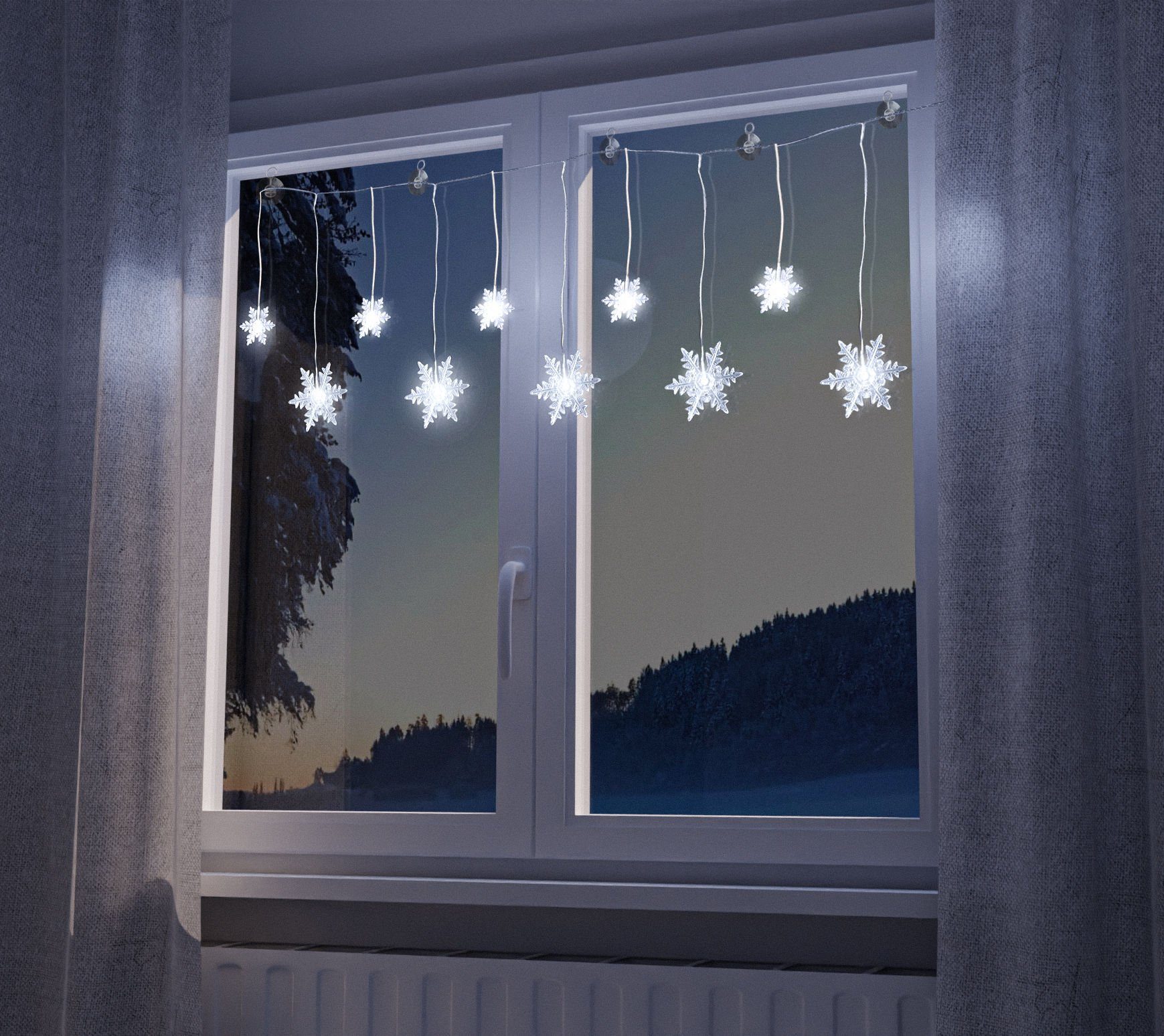 Lichtervorhang LED Schneeflocken Lichterkette - 135 cm - 10 LED