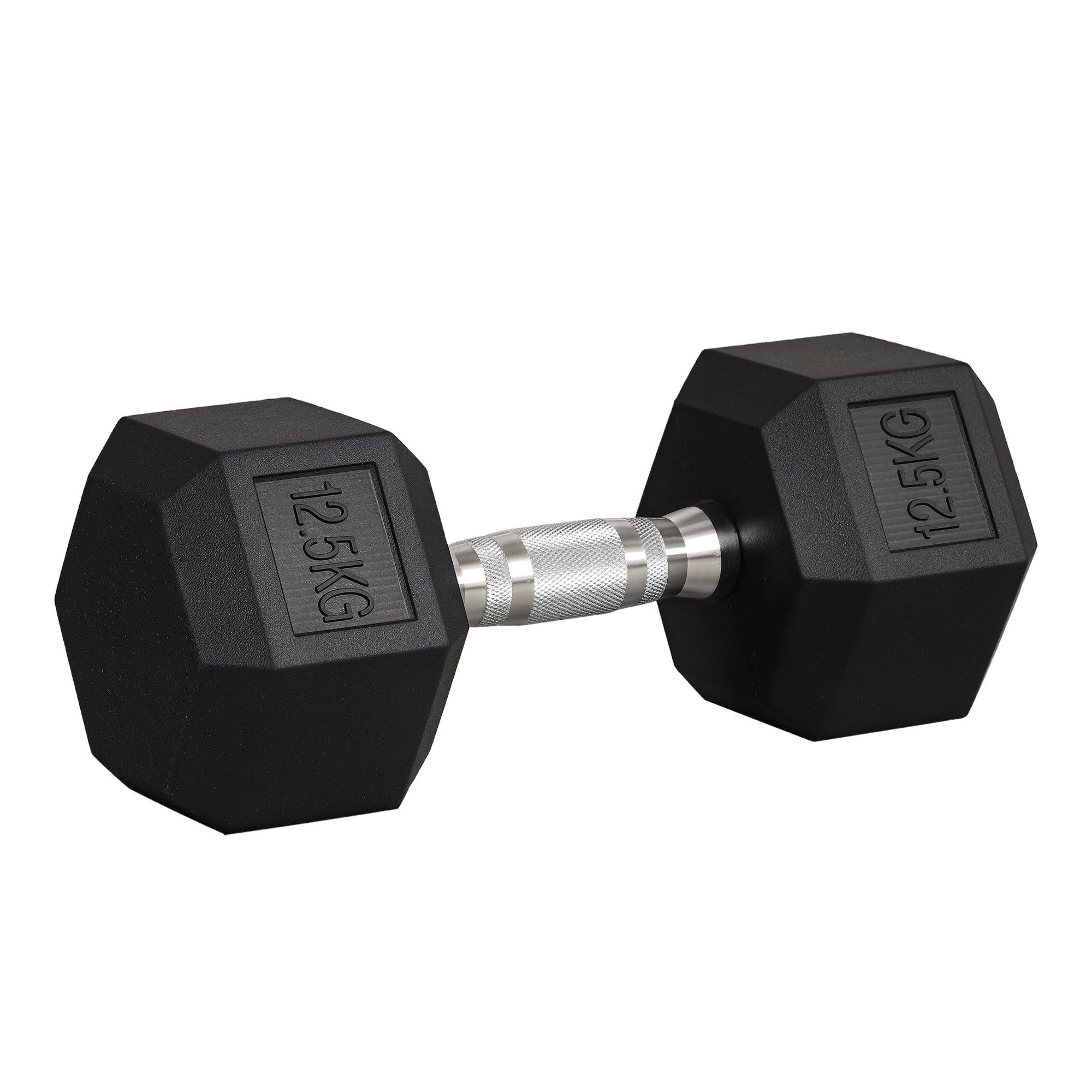 HOMCOM Hantel-Set mit gerändeltem Griff, 1 x 12,5kg, (Gummi-Hantel, Gusseisen Hantel), für Zuhause, Fitnessstudio, Krafttraining
