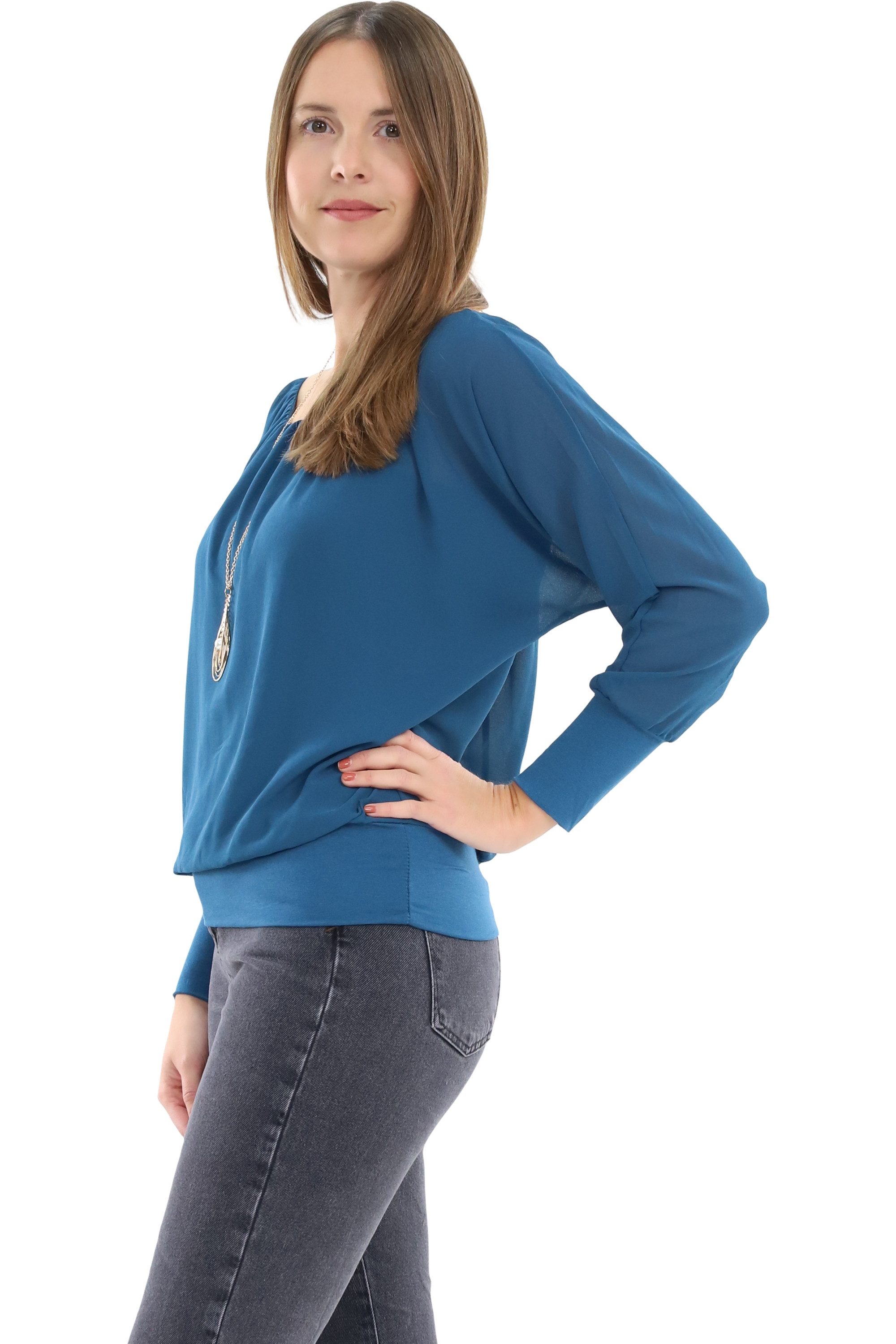 malito more than fashion Chiffonbluse malito Damen Bluse mit passender Kett günstig online kaufen
