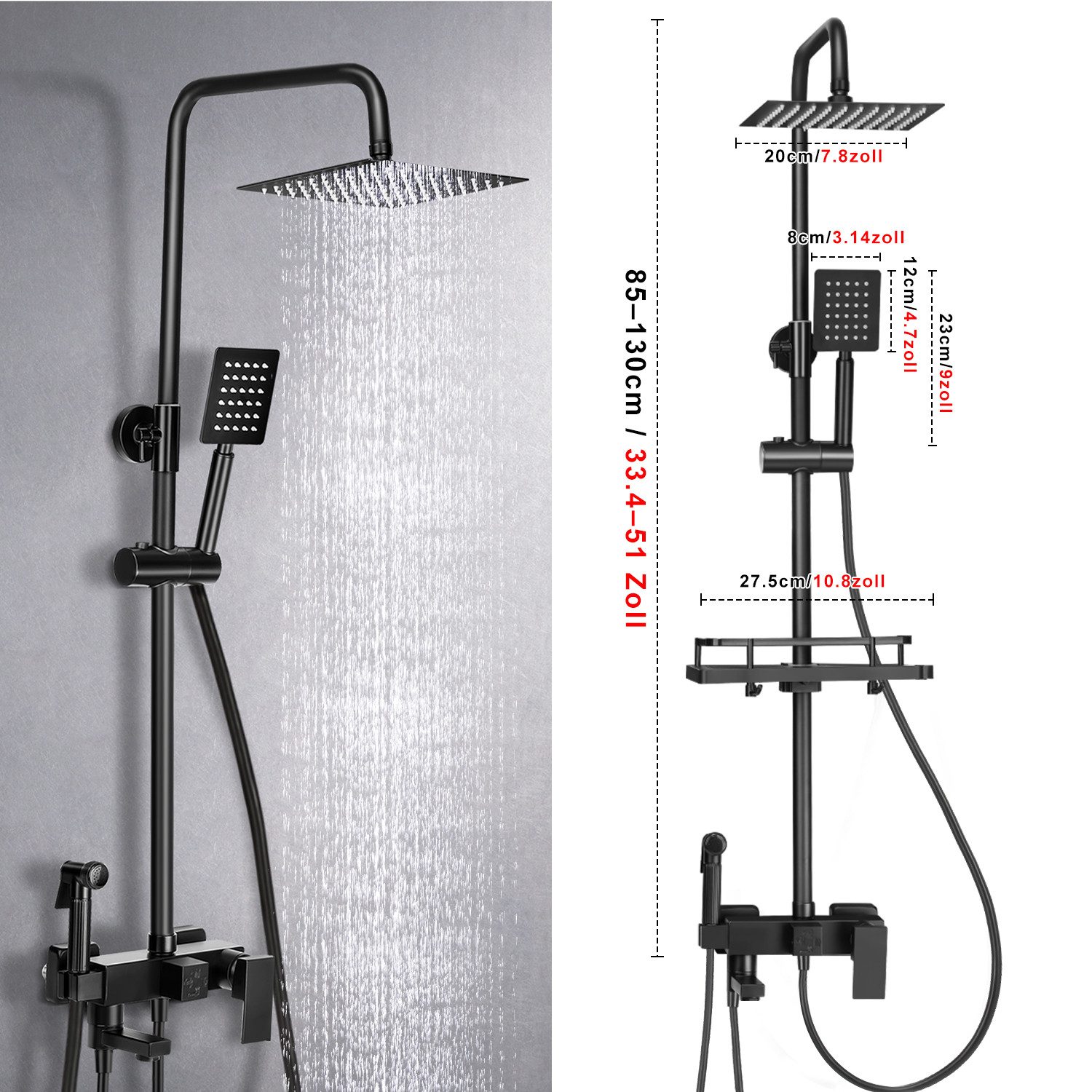 LOVONLIVE Duschsystem Edelstahl Duschstange Set Messing Wasserhahn Duschset günstig online kaufen