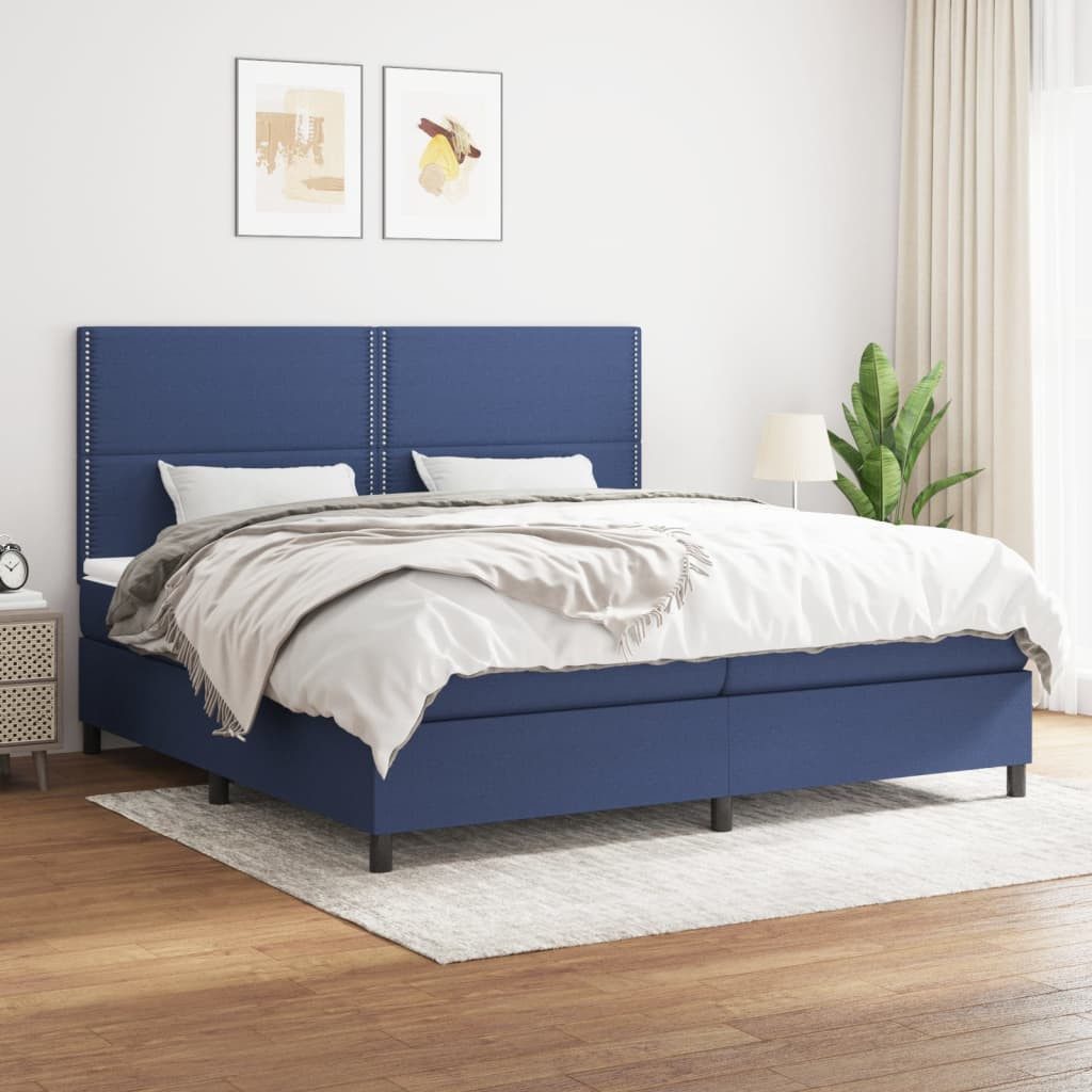 vidaXL Boxspringbett Boxspringbett mit Matratze Blau 200x200 cm Stoff Bett günstig online kaufen