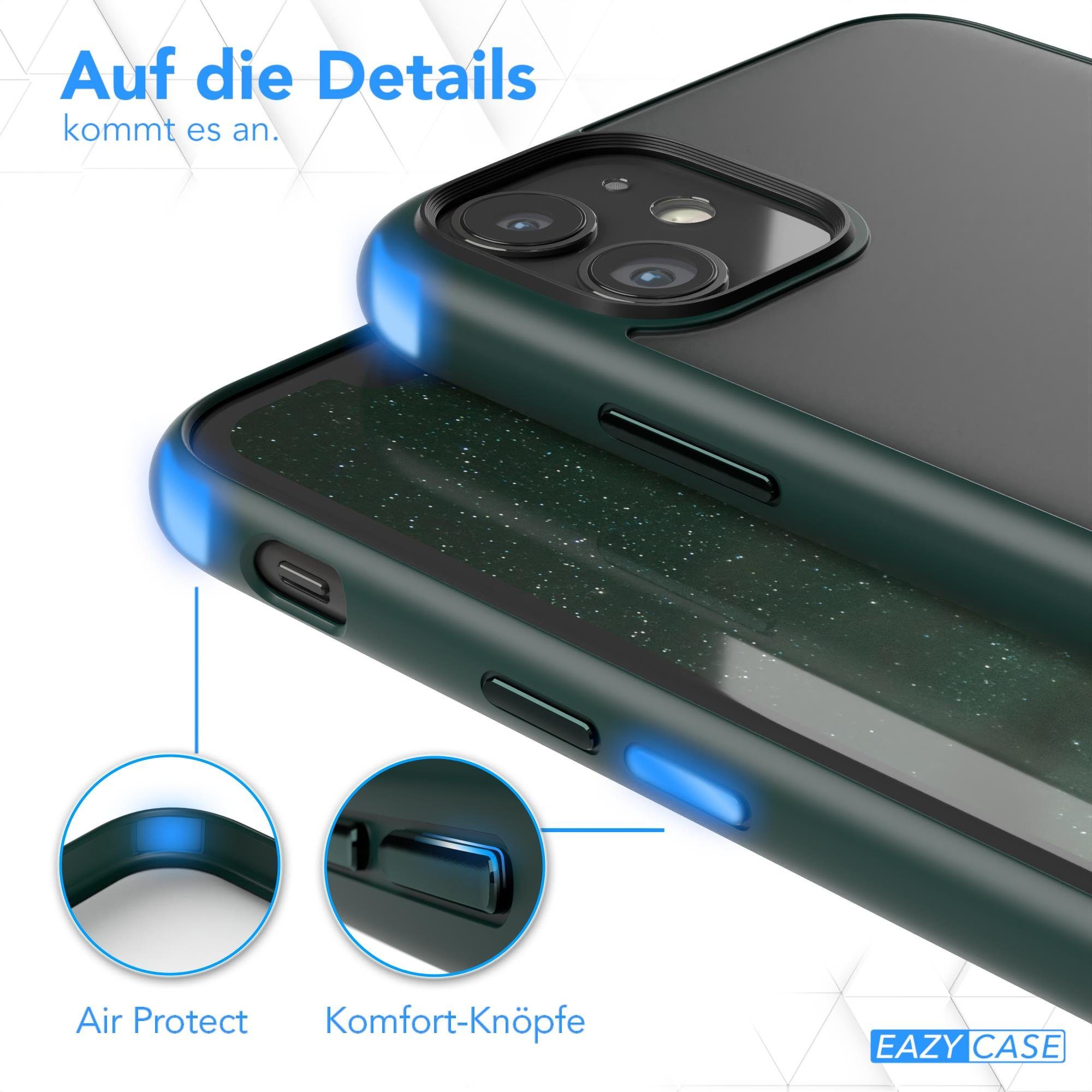 EAZY CASE Handyhülle Outdoor Case für Apple iPhone 11 6,1 Zoll, Slim Cover Durchsichtig Robust Back Cover stoßfest Grün / Nachtgrün