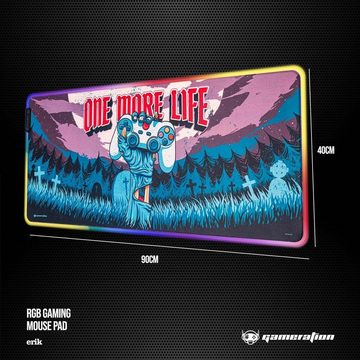 empireposter Gaming Mauspad XXL Mousepad LED one more Life - 80x35 cm Schreibtischunterlage Licht