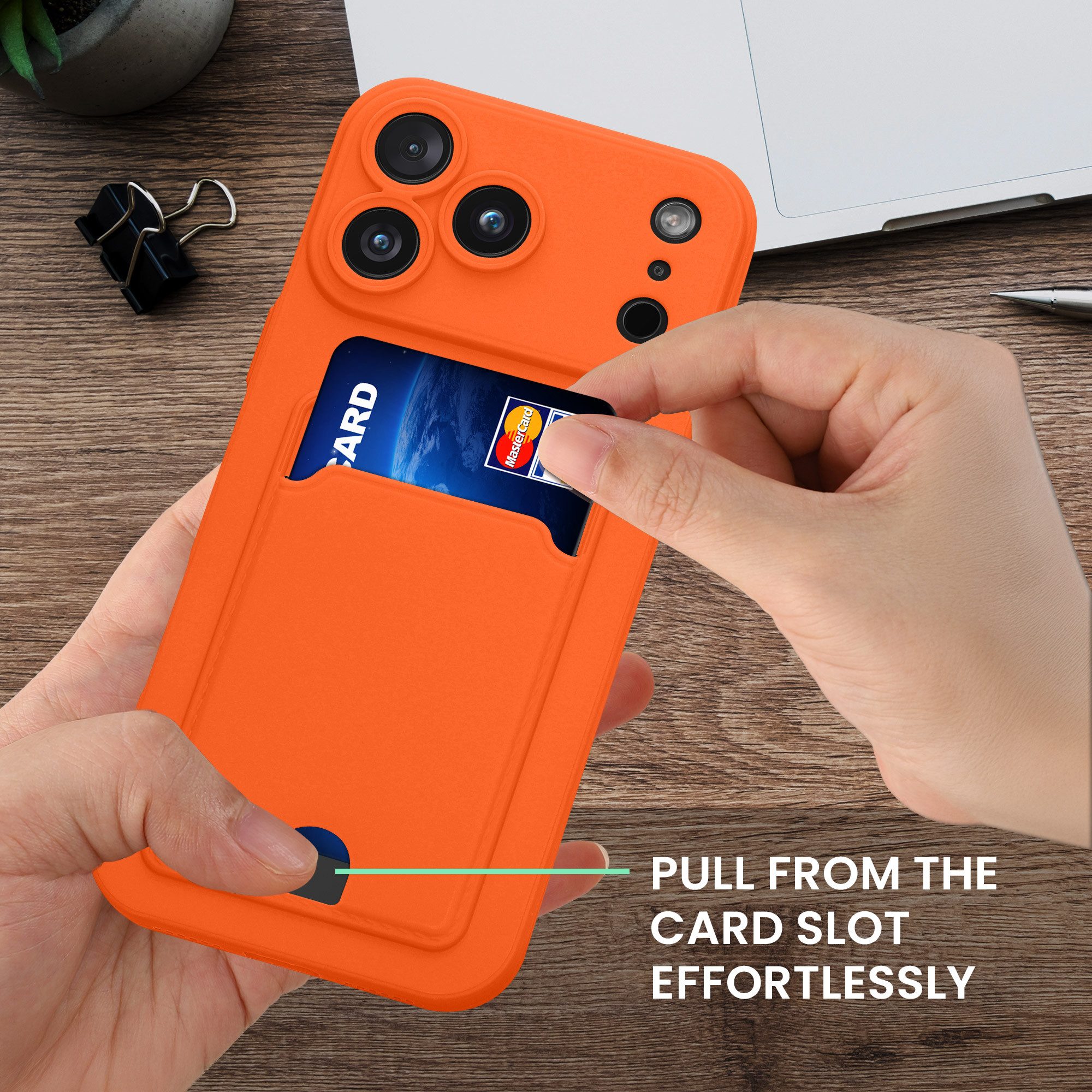 kwmobile Smartphone-Hülle Cord Tasche kompatibel mit Apple iPhone 18 Pro Max / iPhone 17 Pro Max, Case Schutztasche - Innenmaße - mit Reißverschluss - Orange – Bild 5 von 5