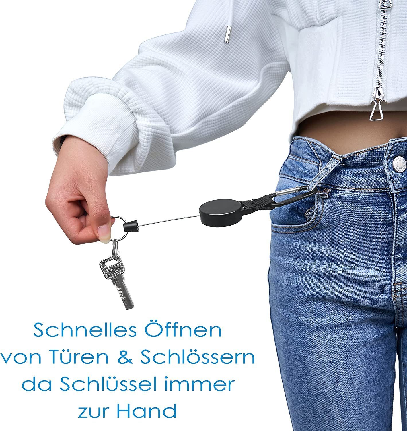 WEBBOMB Schlüsselanhänger Ausweis Jojo mit Stahlseil ausziehbar Schlüsselrolle Ausweishalter – Bild 3 von 5