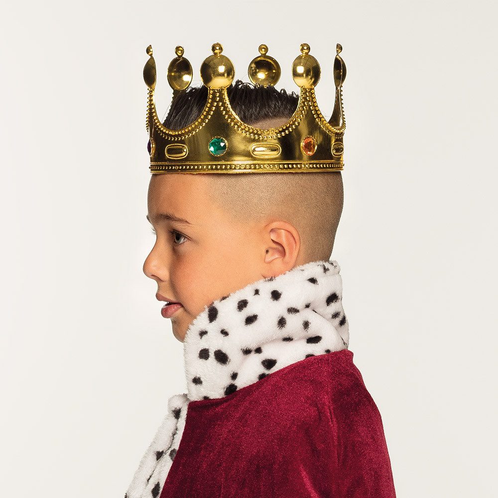 Boland Costume Children's Crown King - Golden Crown for Children's Costume, Carnival Party, with colorful shiny stones, soft foam lining