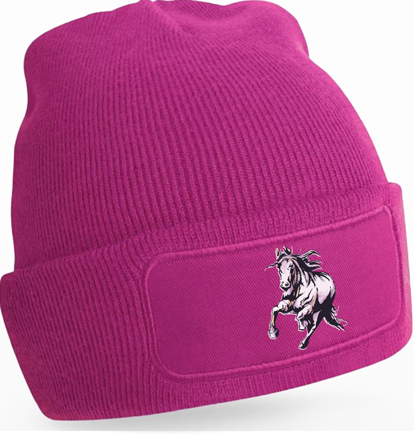 Strickmütze für kalte Tage - Beanie mit Pferde Print
