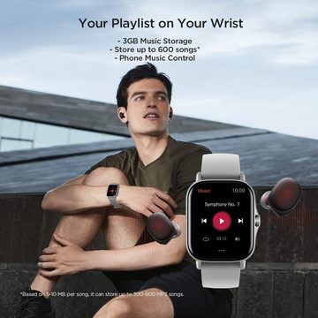 Amazfit Smartwatch (1,65 Zoll, Android iOS), Armbanduhr mit Anruf mit 90 Sportmodi Blutsauerstoffsättigungsmesser