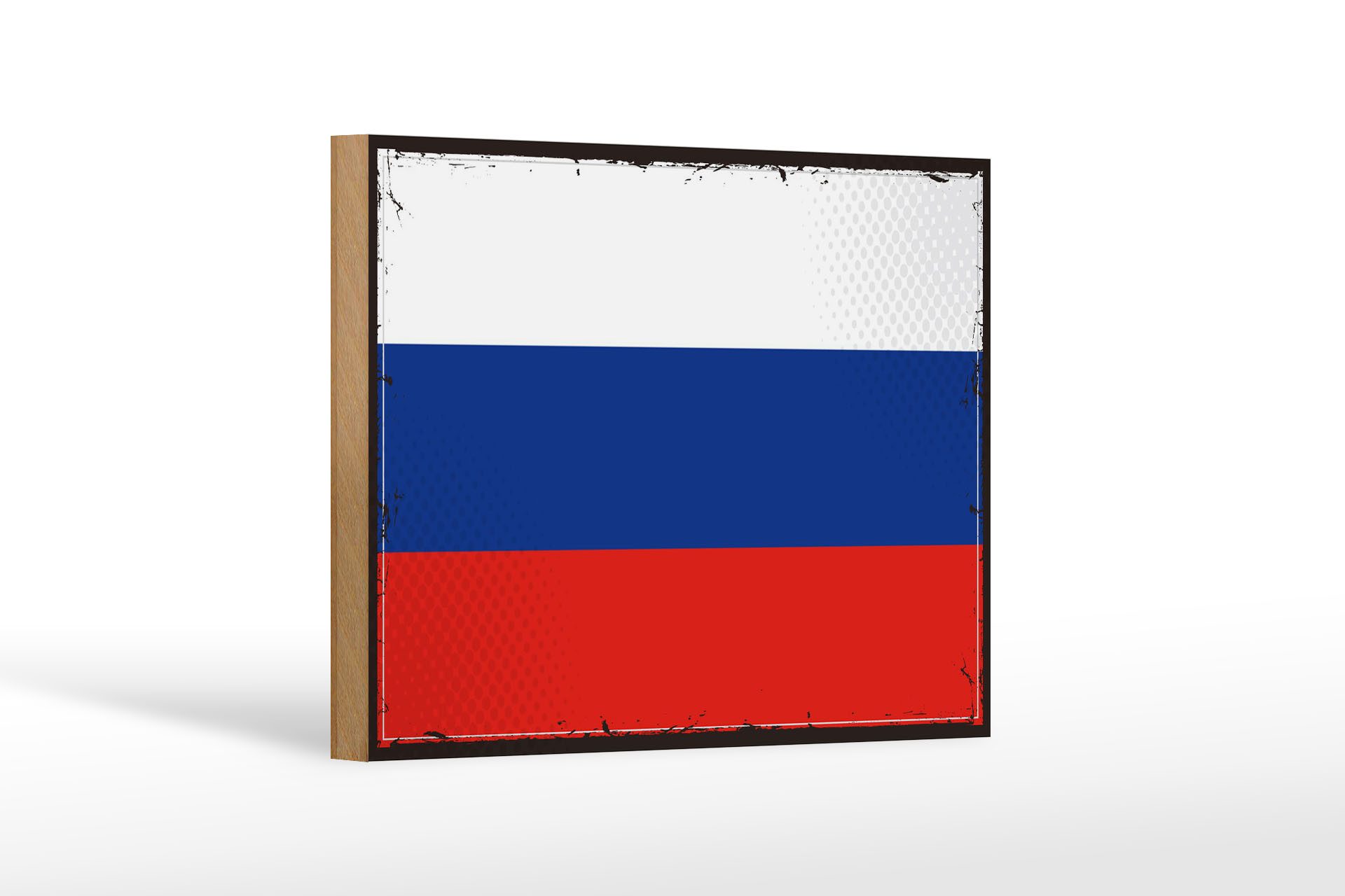 Femer GmbH Holzbild Flagge Russlands 18x12 cm Retro Flag of Russia, Flaggen (1 St), Glatte Holzfaserplatte (MDF), vorn beschichtet