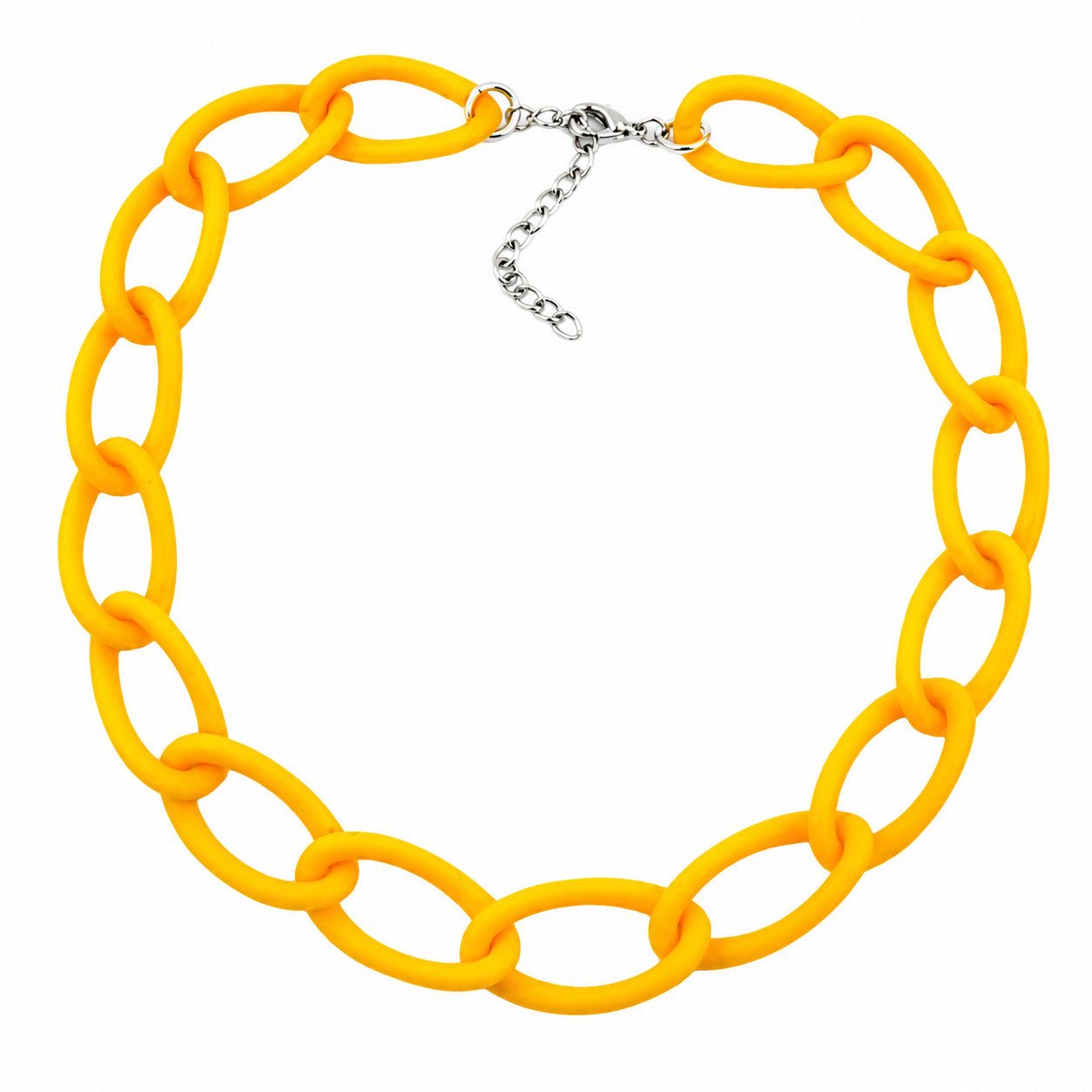 unbespielt Collier Gliederkette Weitpanzer sonnengelb matt Kunststoff 45 cm, Modeschmuck für Damen