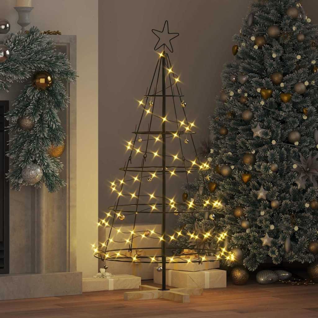 vidaXL Künstlicher Weihnachtsbaum Weihnachtsdeko mit Ständer Schwarz 126 cm Stahl – Bild 4 von 5