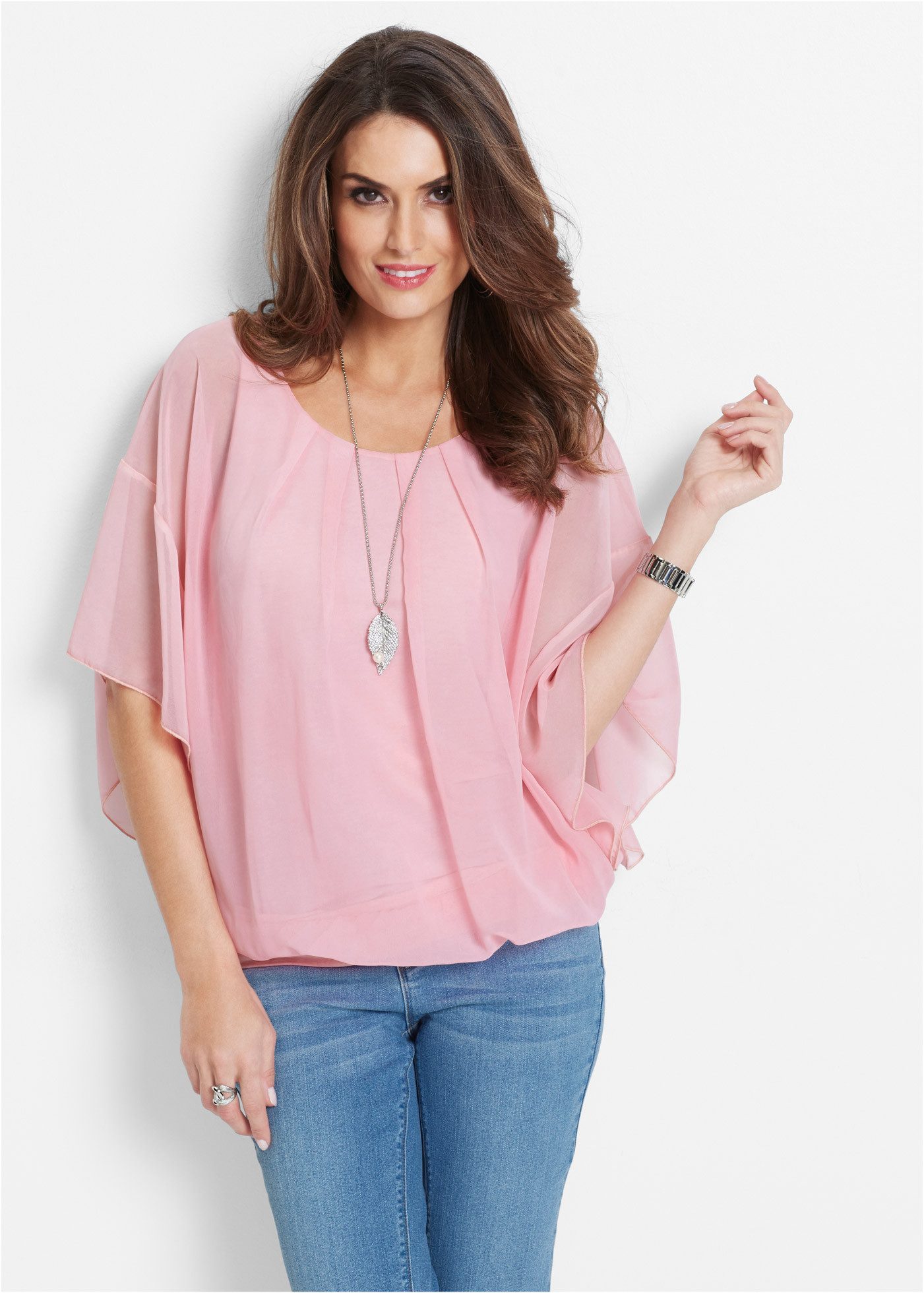 bonprix Chiffonbluse Oversize-Passform, für festliche Anlässe, mit elastisc günstig online kaufen