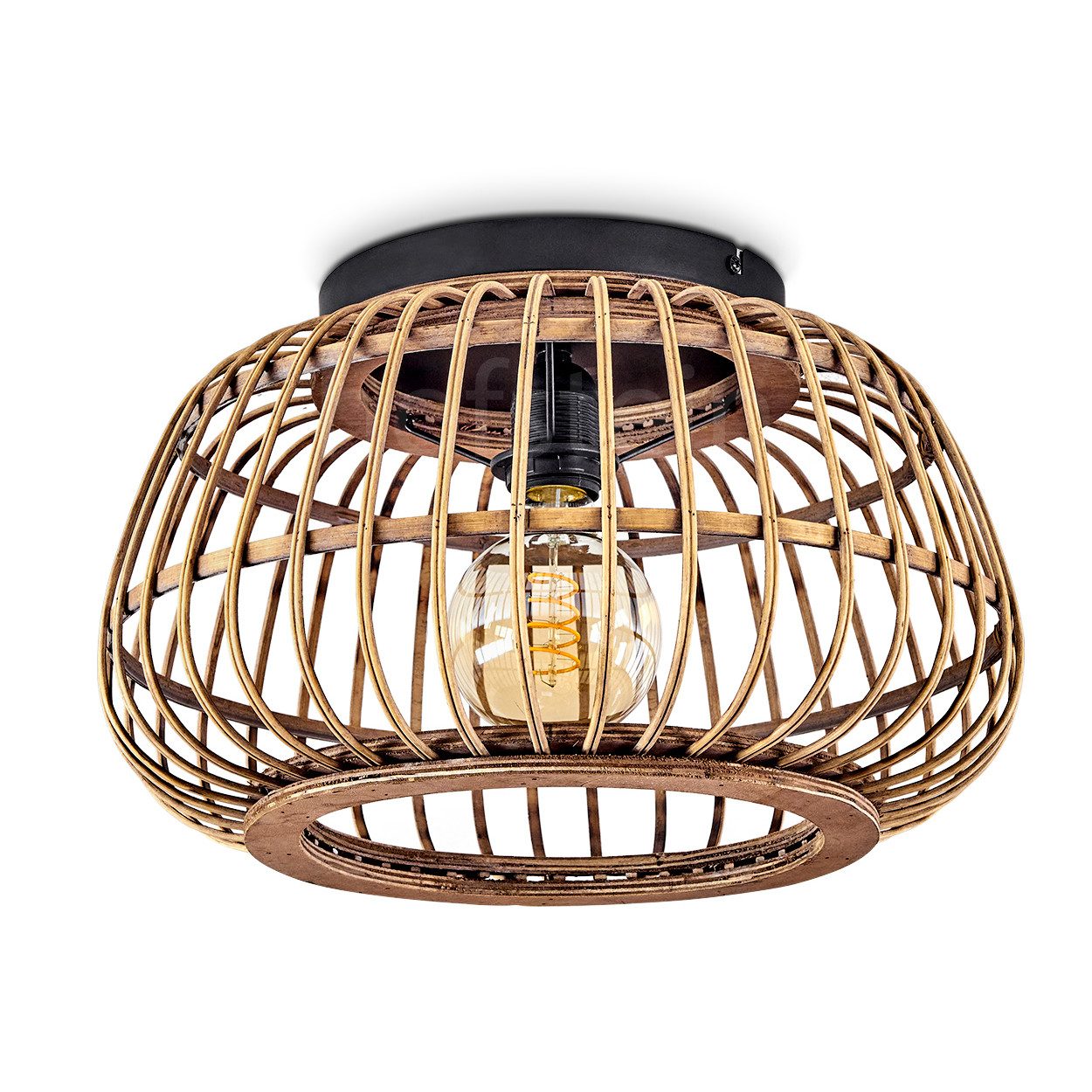 hofstein Deckenleuchte »Pontecagnano« Deckenlampe aus Metall/Holz/Rattan günstig online kaufen