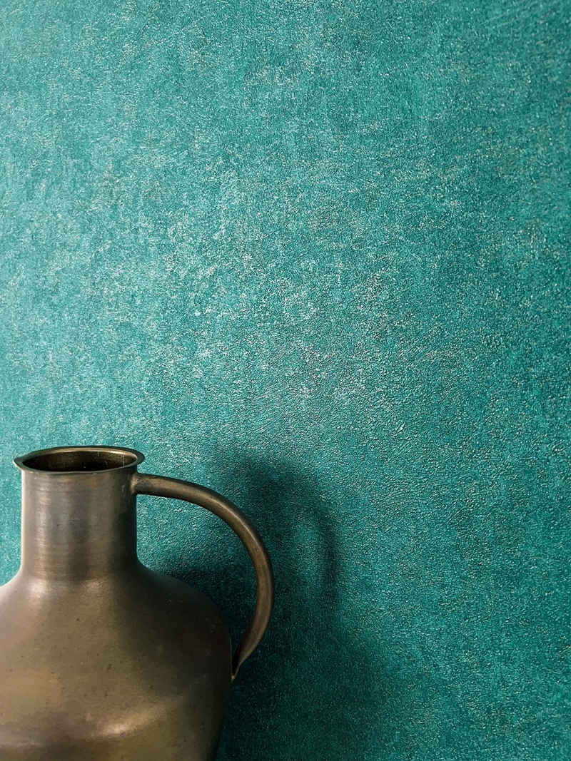 Newroom Vliestapete, Grün Tapete Modern Unifarbe - Universal Einfarbig Petrol Metallic Uni Glamour Struktur Monochrom für Wohnzimmer Schlafzimmer Küche