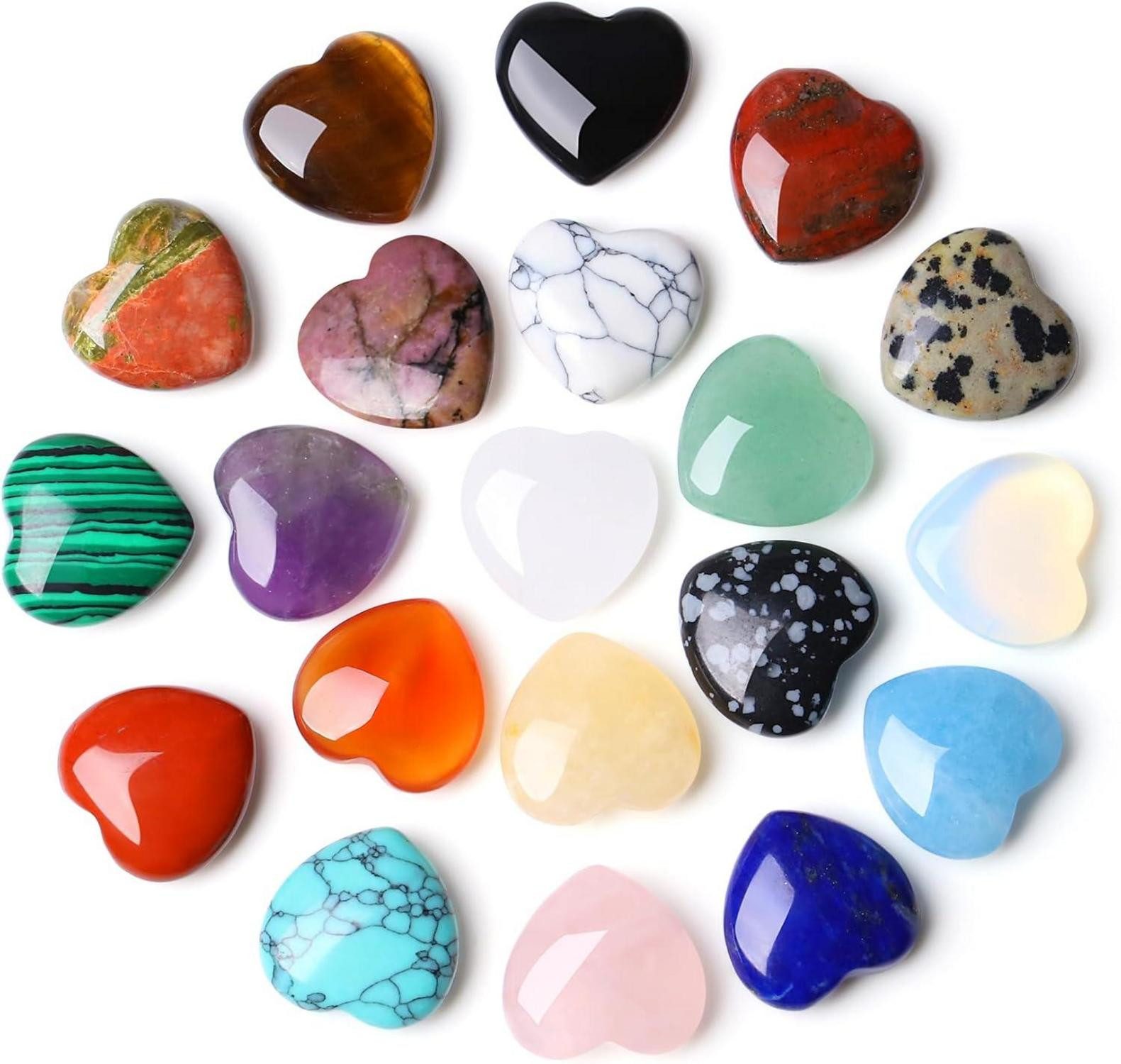 Edelstein Herz Edelsteine Set Rosenquarz Amethyst Kristalle 20 Stück Meditation