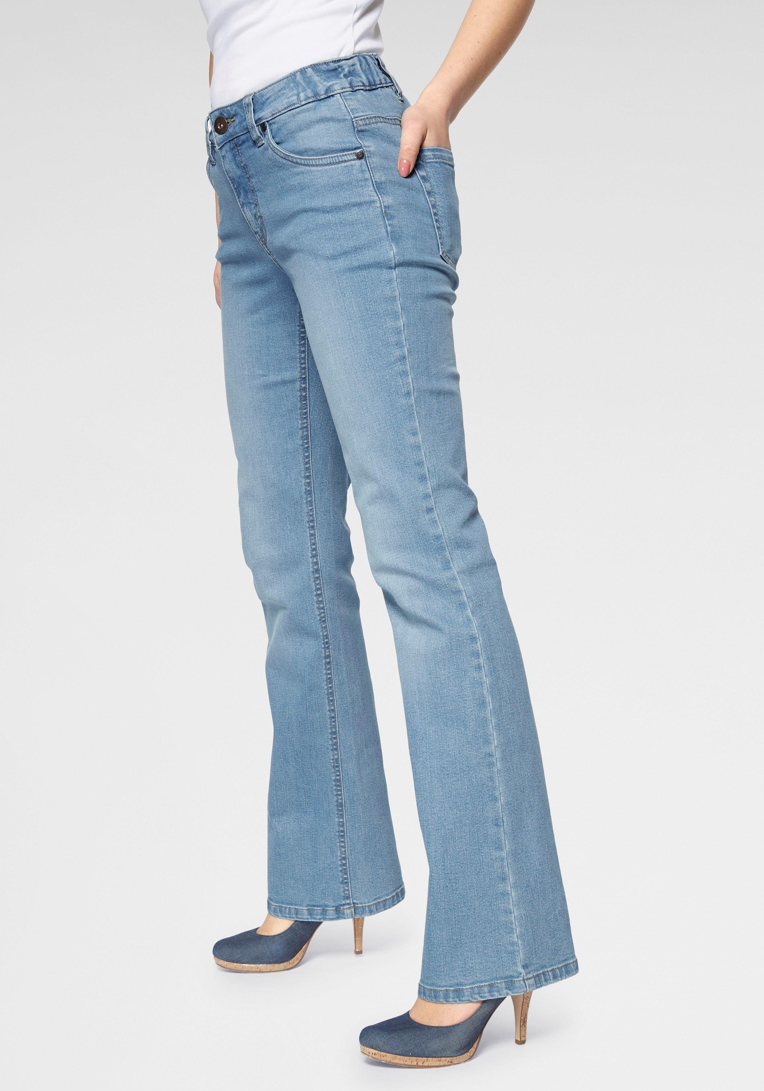 Arizona Bootcut-Jeans Bund mit seitlichem Gummizugeinsatz High Waist bleached