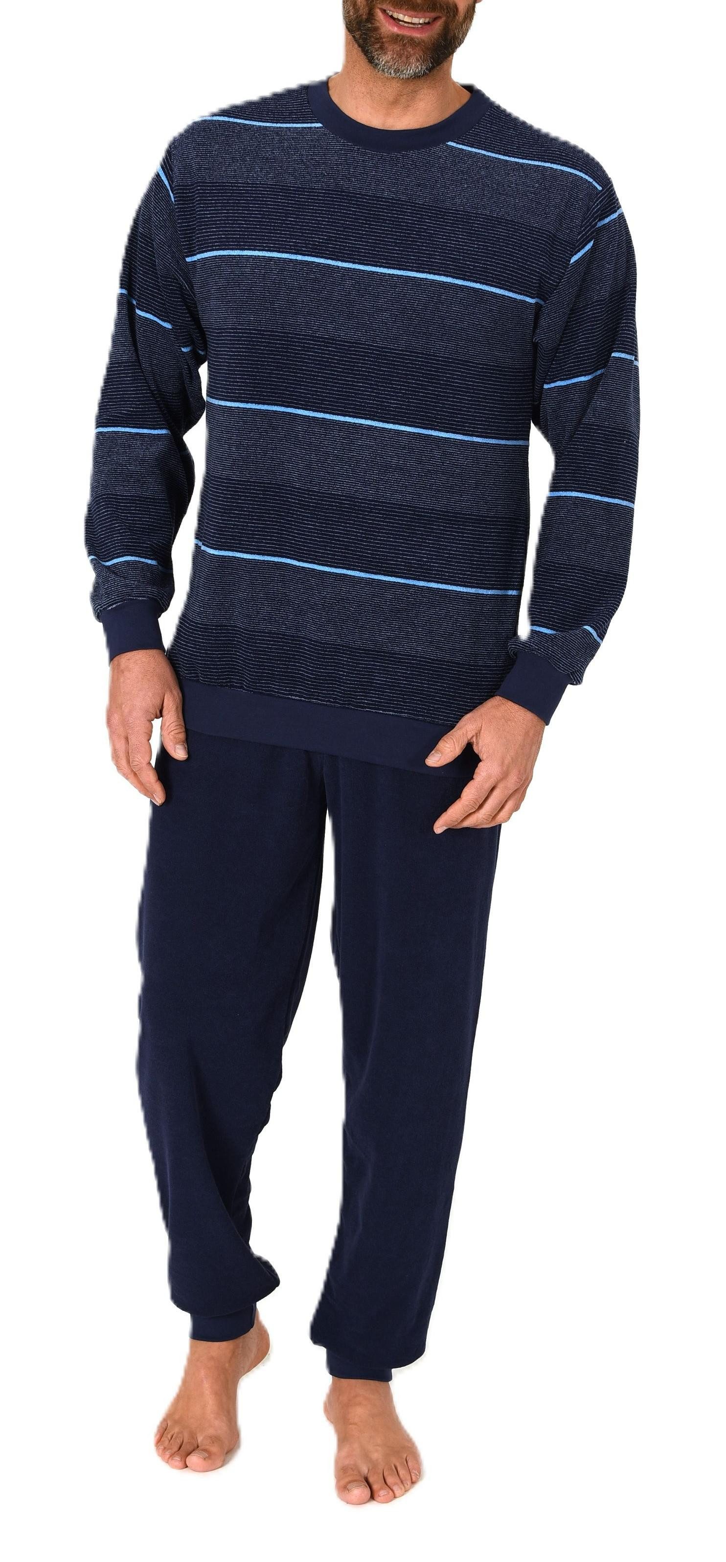 Pyjama Normann Herren Frottee Schlafanzug Streifenlook – auch in Übergröße