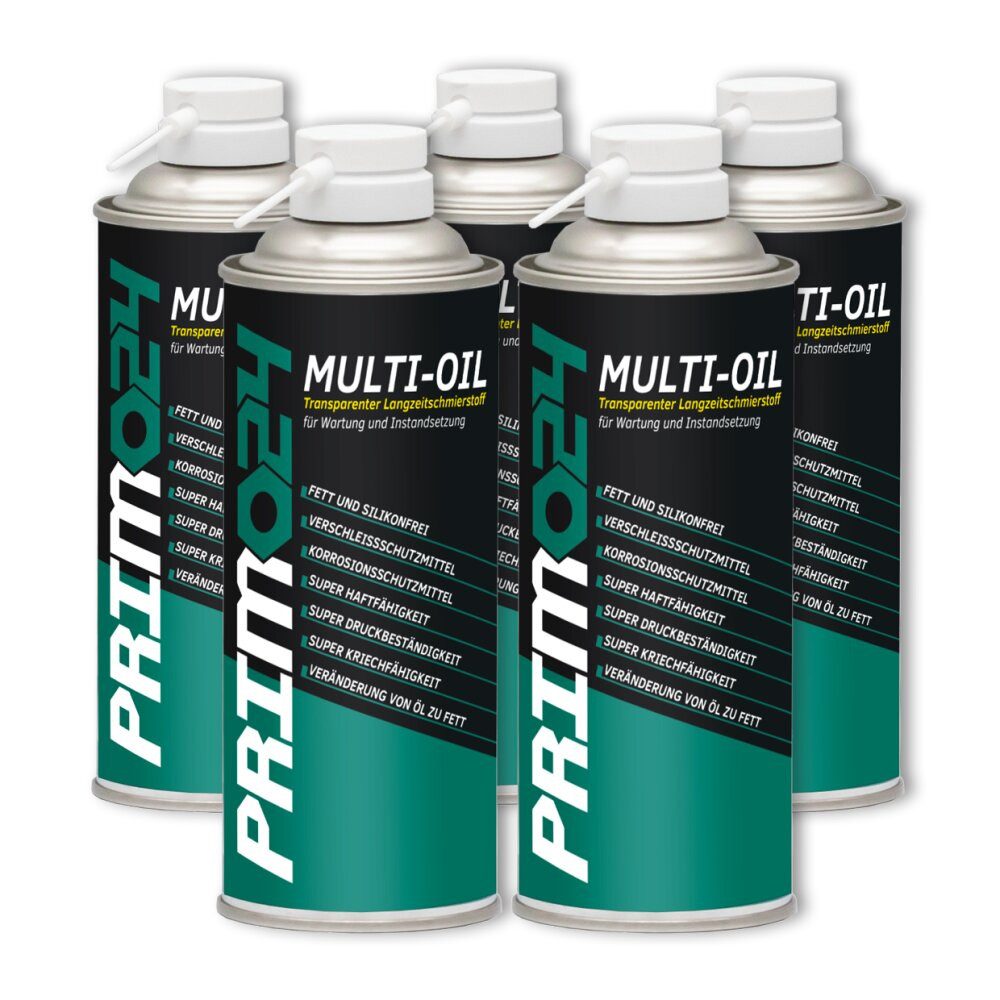 Primo24 Schmierfett MULTI OIL 400ml - Universal Kettenöl für Innen und Außen, (5-St), hohe Haftung