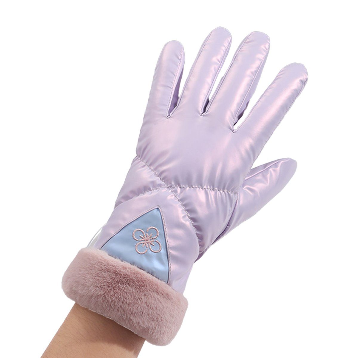 ZmdecQna Fleecehandschuhe Damen Winter Warm Touchscreen Handschuhe Thermo Winterhandschuhe lila
