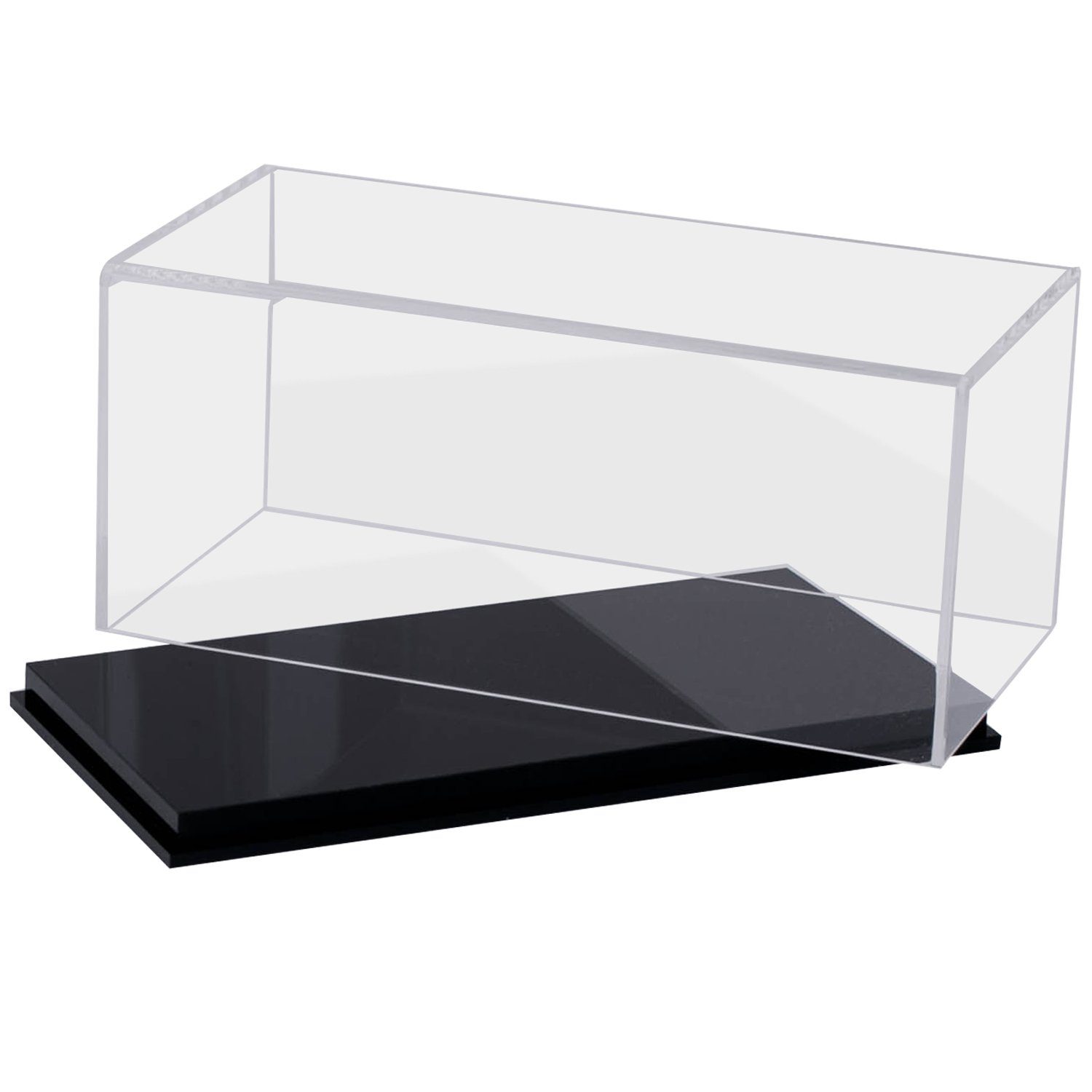 HMF Vitrine elegante Acrylglasvitrine transparente Sammlerbox für  Sammelstücke, Schaukasten aus Acryl mit Holzsockel für Modellautos