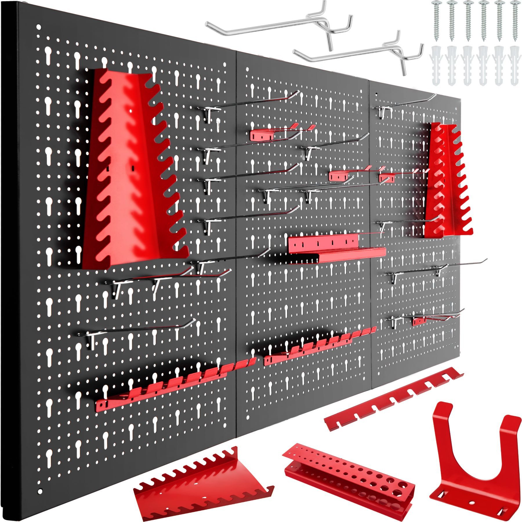 tectake Lochwand Werkzeuglochwand mit 25 Haken und Halterungen