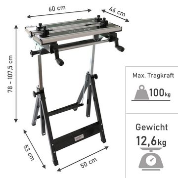 Lemodo Werkbank Profi-Werkbank aus Metall, klappbar, klappbare Profi Werkbank, verstellbare Höhe und Neigung