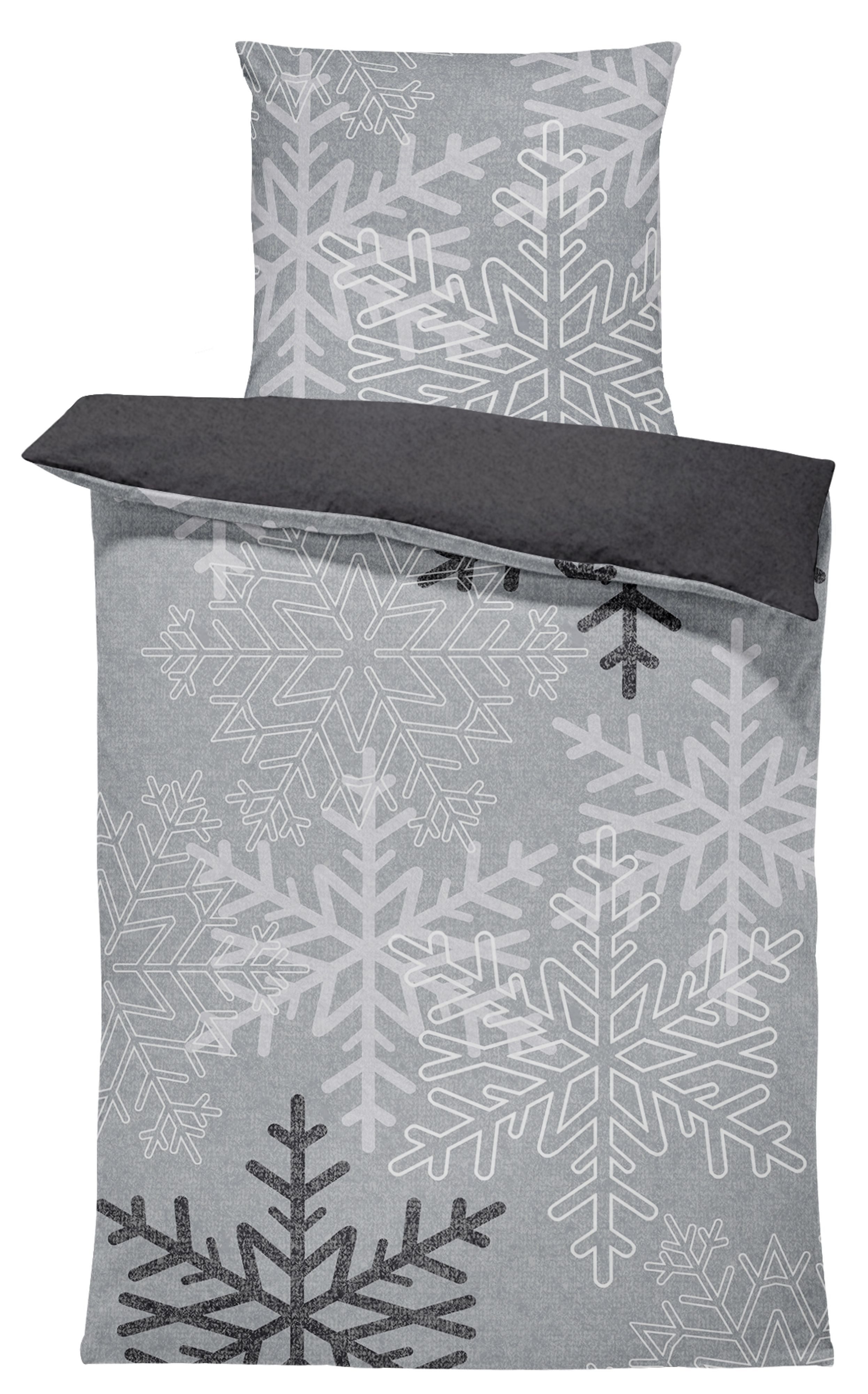 One Home Bettwäsche Snowflakes, Fleece, 2 teilig, Kristalle und Schneeflock günstig online kaufen