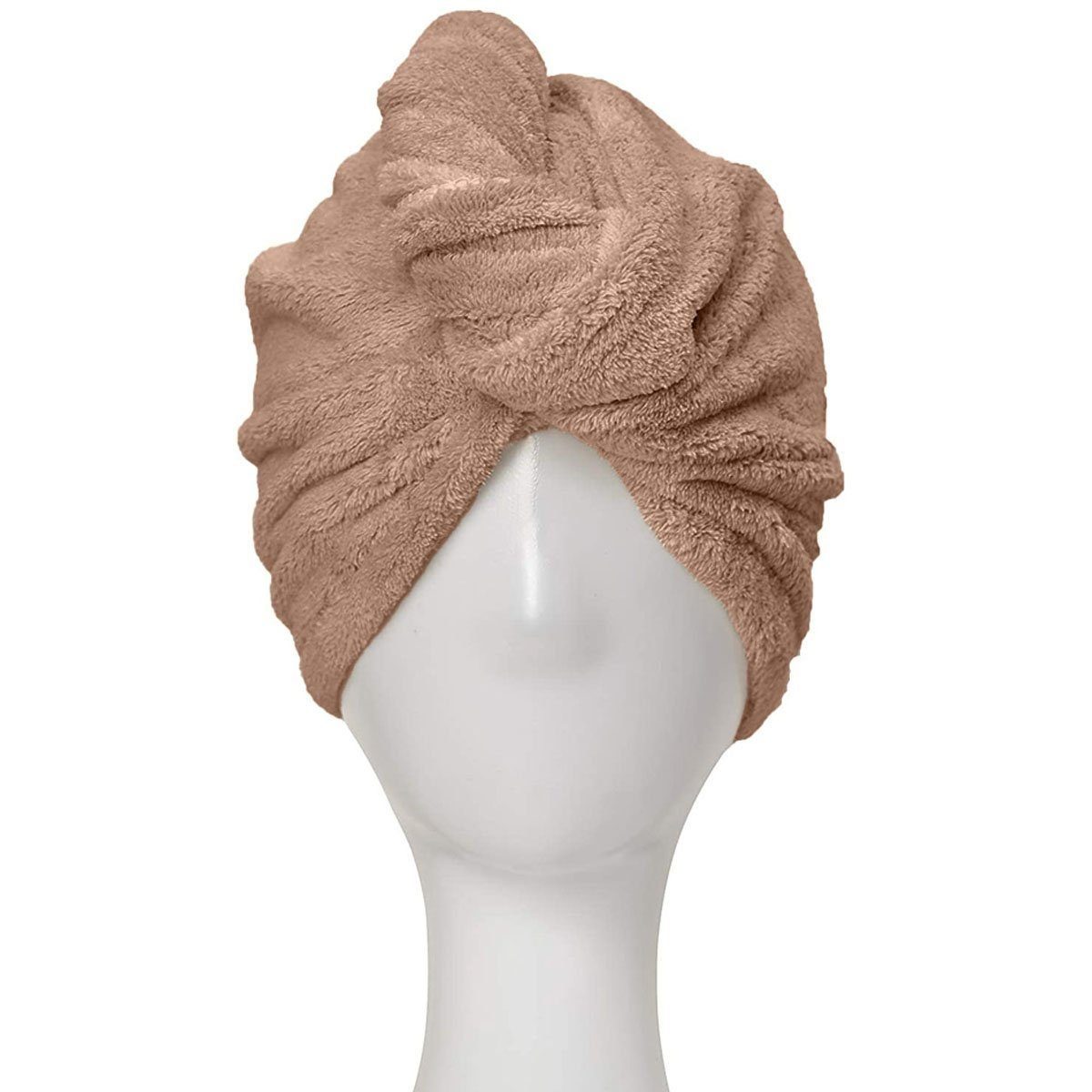 (1-St) Handtuch Haarturban LENBEST Turban Haare, Knopf, mit Handtuch Handtuch Turban-Handtuch Kaffe
