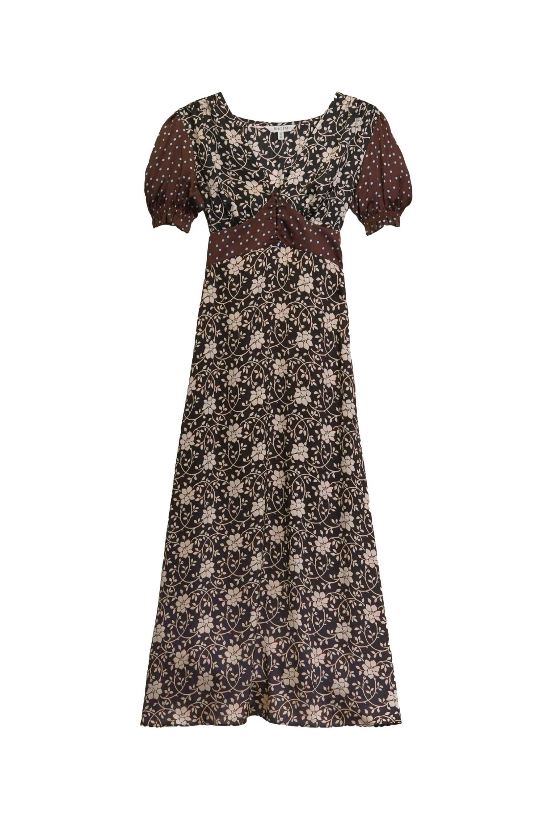 Bhoem Midikleid Lipsy Kurzärmeliges Satin-Midikleid mit Print (1-tlg)