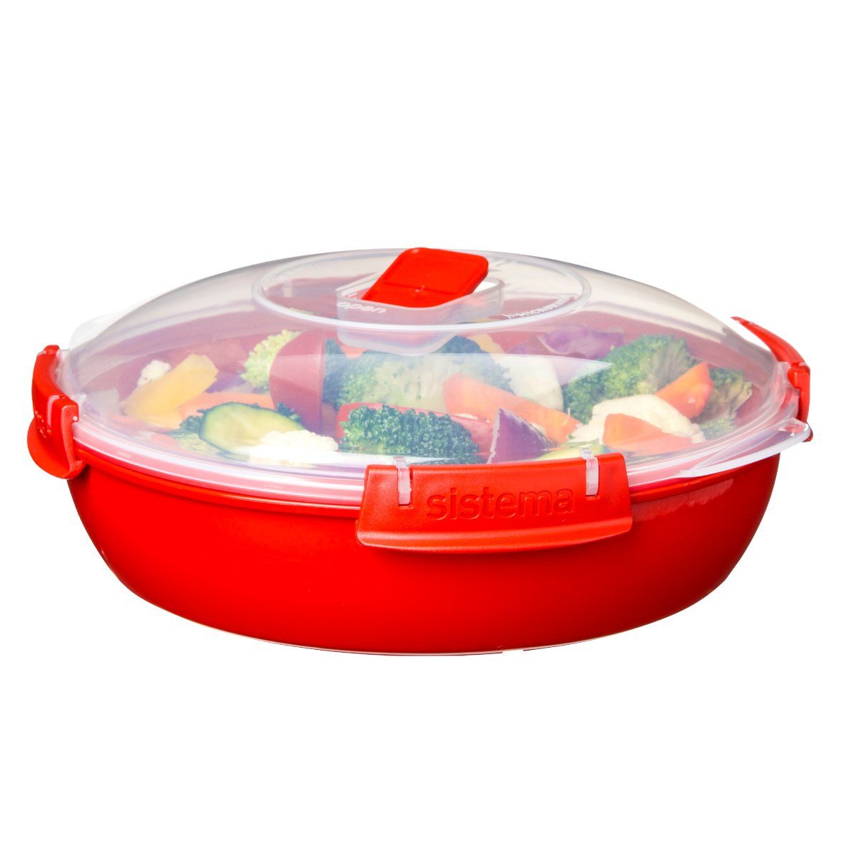 sistema Mikrowellenbehälter Mikrowellen Teller rund 1.3 Liter, rot, Kunststoff lebensmittelsicher