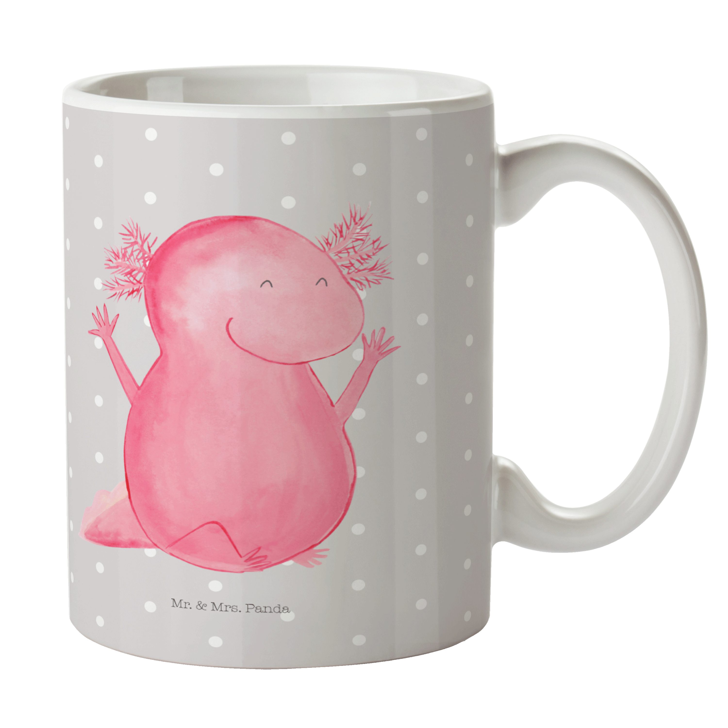 Grau - Porzellantasse, Mrs. Tasse Hurra - Axolotl Mr. Geschenk, Pastell Keramik & Panda Kaffeetasse,