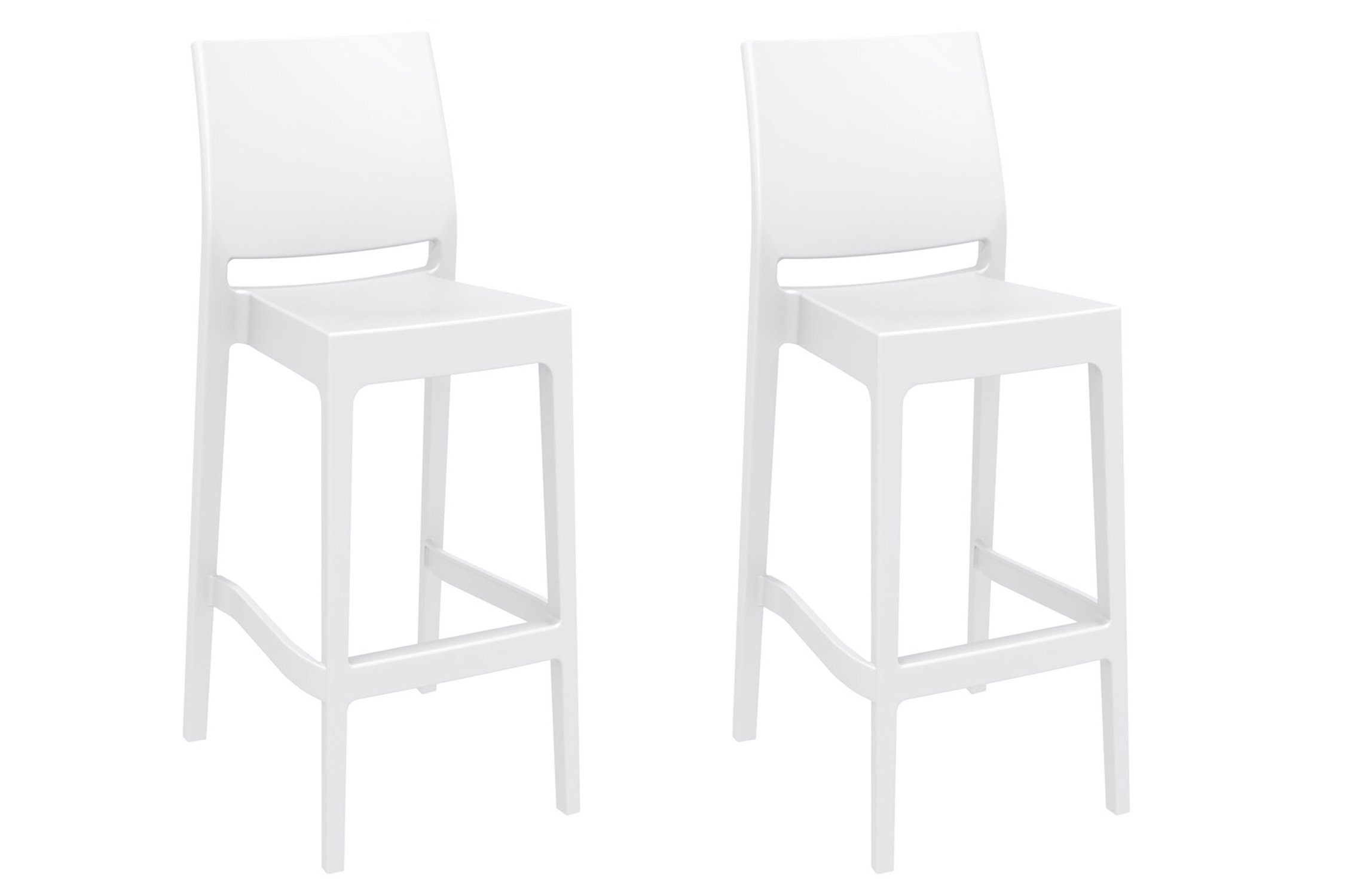 TPFLiving Barhocker Maya (Set, 2 St., mit angenehmer Fußstütze - Hocker für Theke & Küche), Gestell Kunststoff - Sitzfläche: Kunststoff Weiß