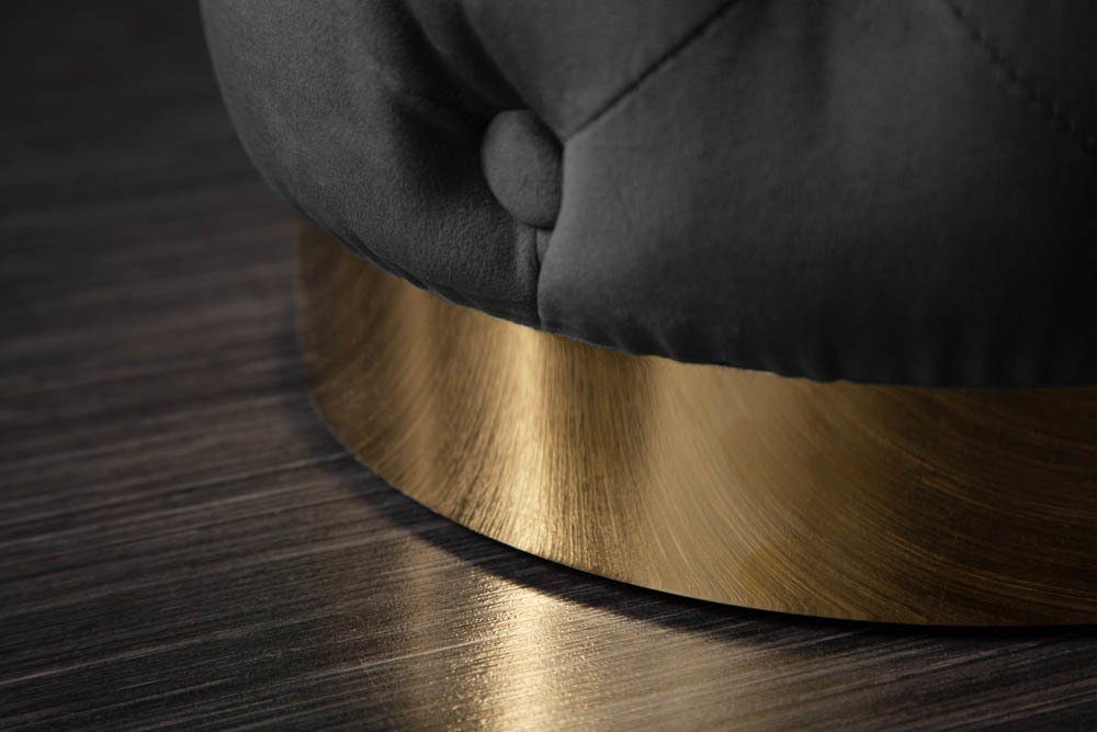 riess-ambiente Sitzhocker MODERN BAROCK 37cm schwarz / gold, Hocker · Samt · Metall · Chesterfield-Design