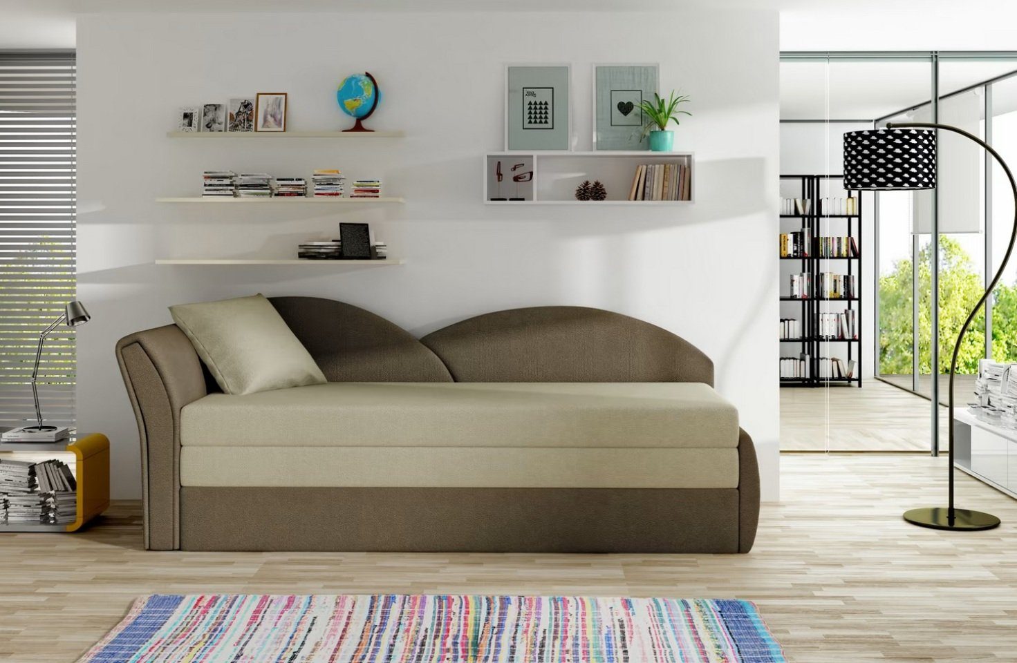 JVmoebel Sofa, Schlafsofa, mit Bettfunktion Designer Stoffsofa 3 Sitzer Couch Sofort