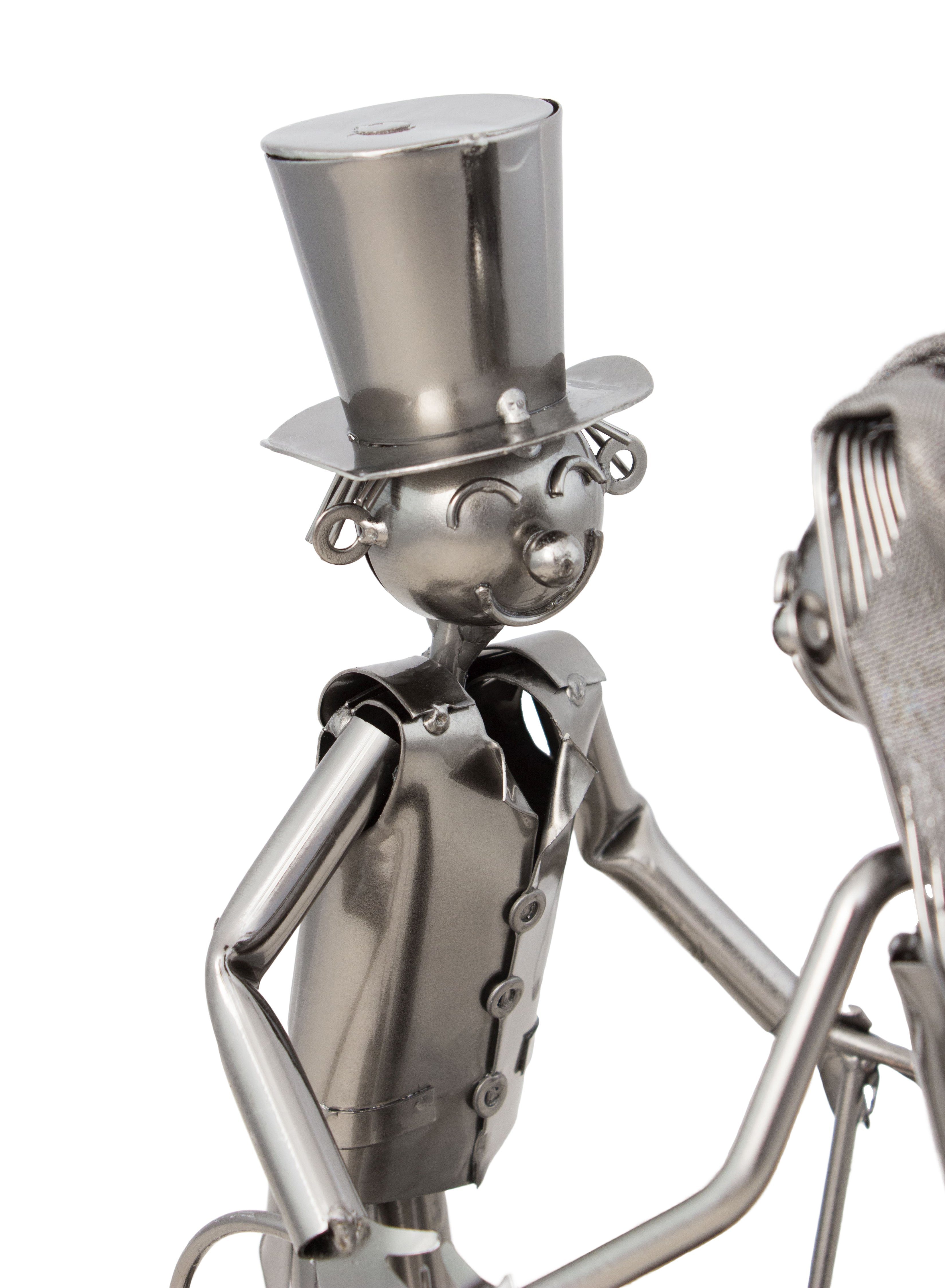 BRUBAKER Weinflaschenhalter Hochzeitspaar Brautpaar, (inklusive Grußkarte), Hochzeit Weinhalter Metall Skulptur, Hochzeitsgeschenk