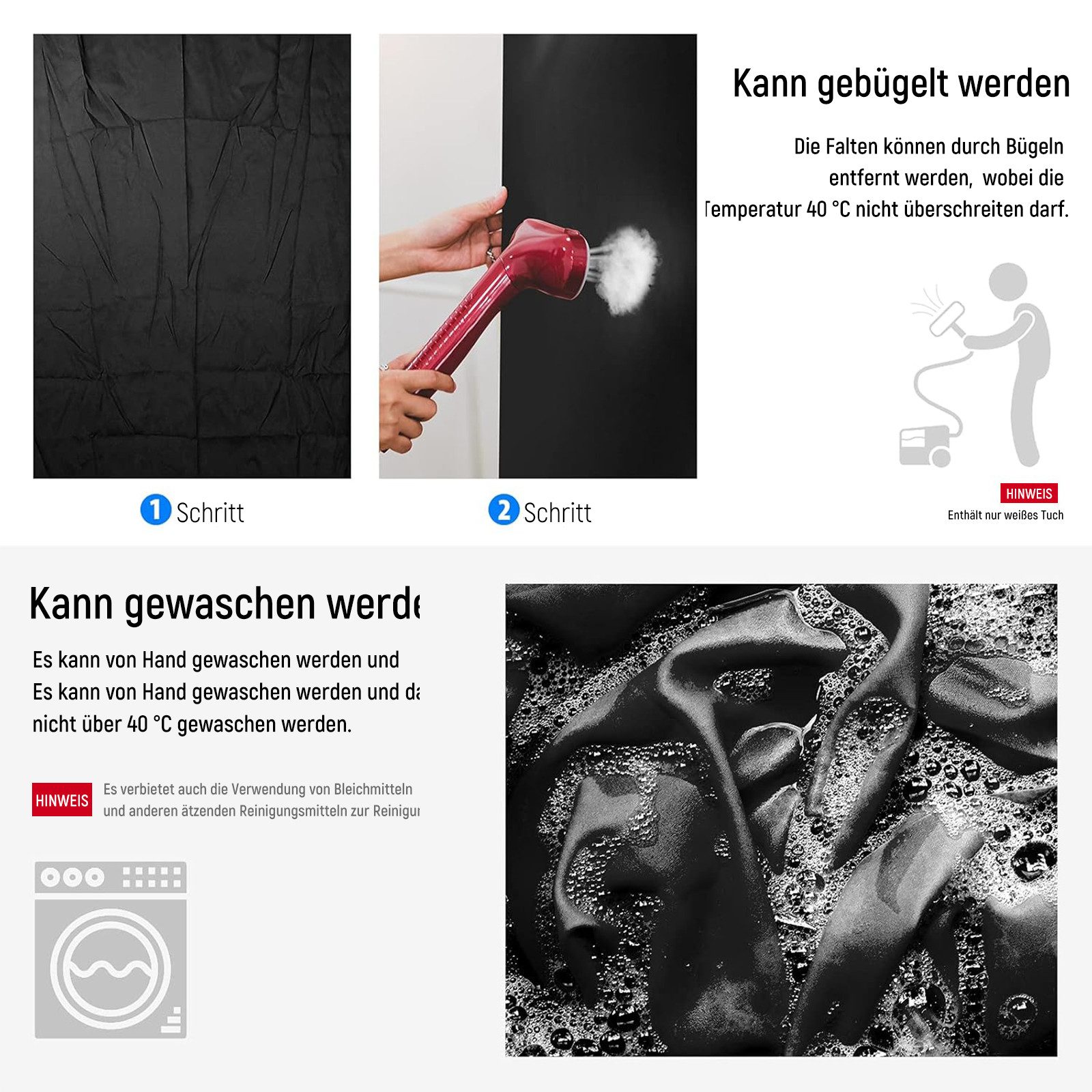 Neewer Hintergrundtuch BD-1012 3 x 3,6M PRO Studio-Hintergrund, Faltbarer, Schwarz, für Fotografie Video und Fernsehen