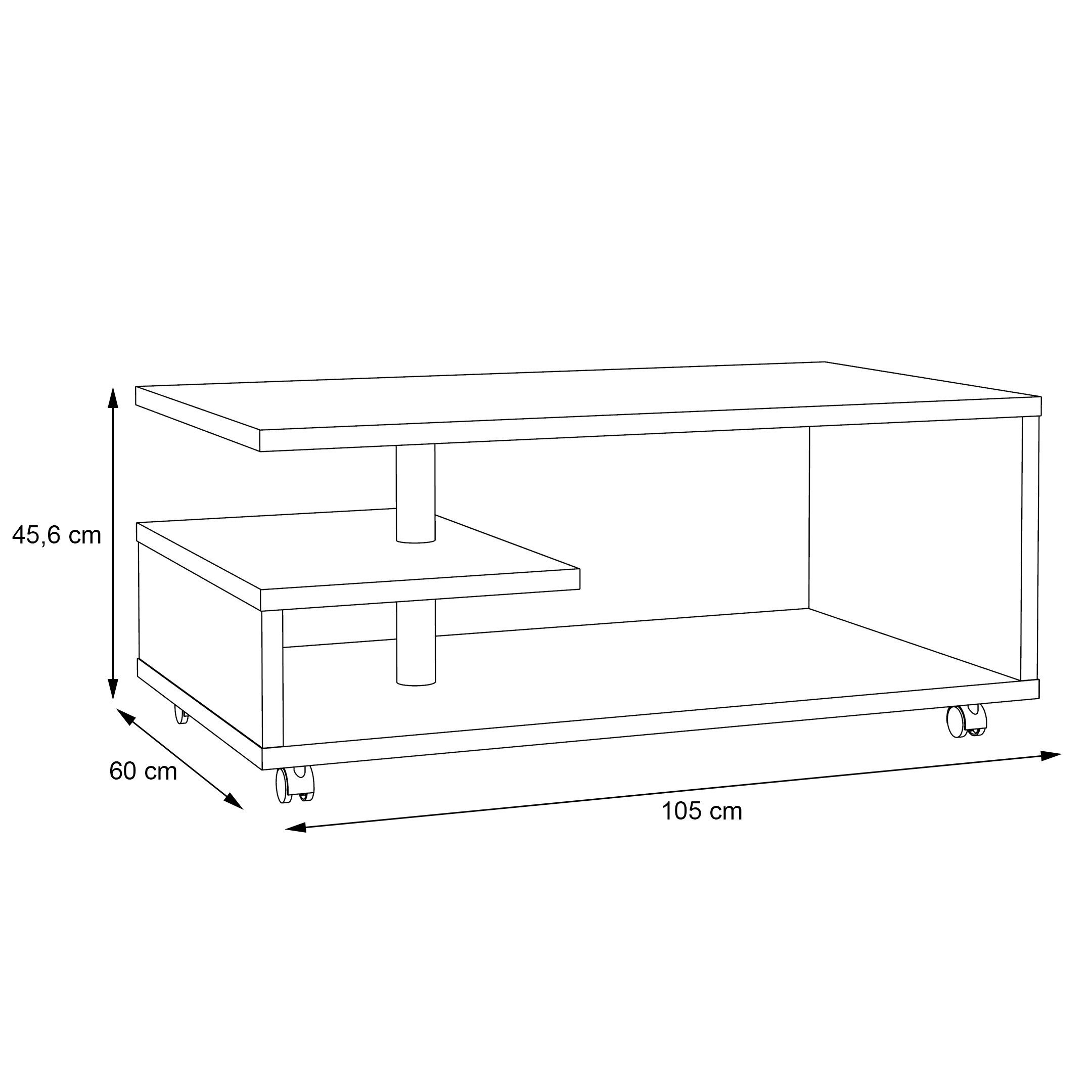 Newroom Couchtisch Eiche Antik 105 cm, Couchtisch Eiche Antik Modern Wohnzimmertisch Sofatisch Wohnzimmer