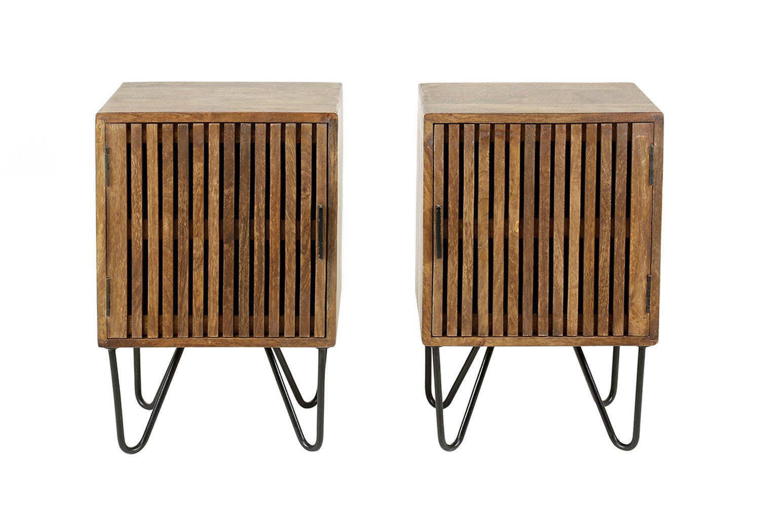 KAWOLA Nachttisch SWEAK (Set, 2-St), Beistelltisch 2-tlg. Mangoholz massiv braun