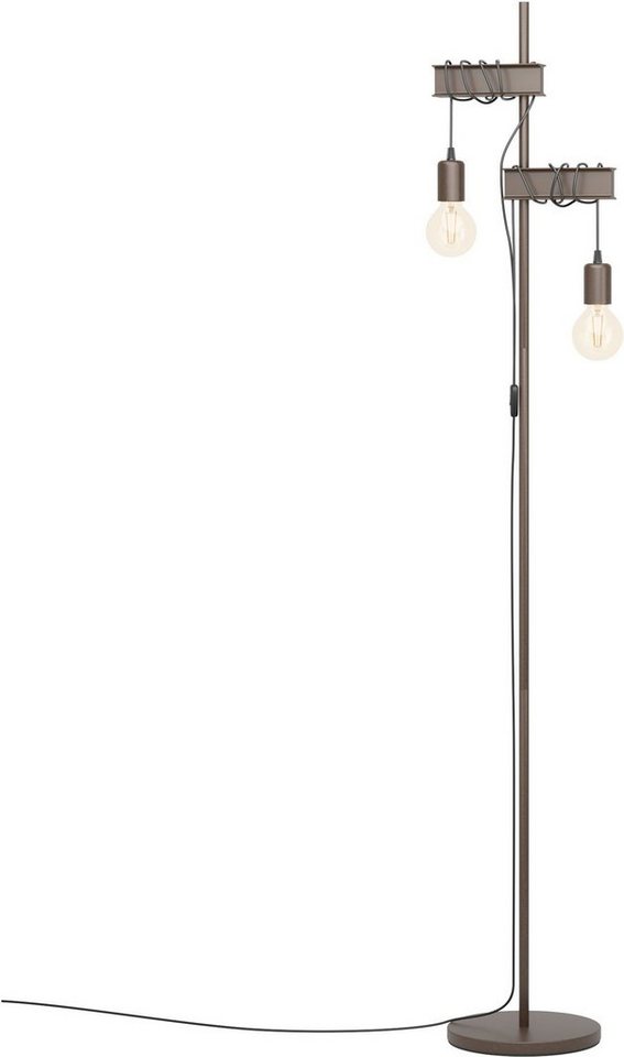EGLO Stehlampe TOWNSHEND 4, Leuchtmittel wechselbar, ohne Leuchtmittel,  Stehleuchte in braun und schwarz aus Stahl - exkl. E27 - 2X10W