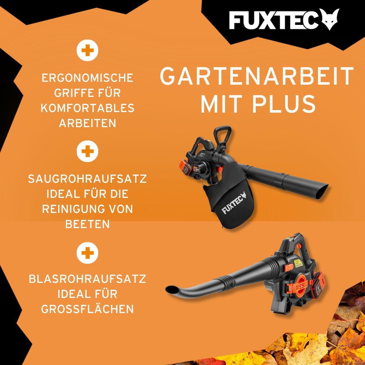 FUXTEC Akku-Laubbläser FX-E2LBS, 685,1 m³/h, 40V 2-in-1 Bläser/Sauger, inkl. Laubfangsack