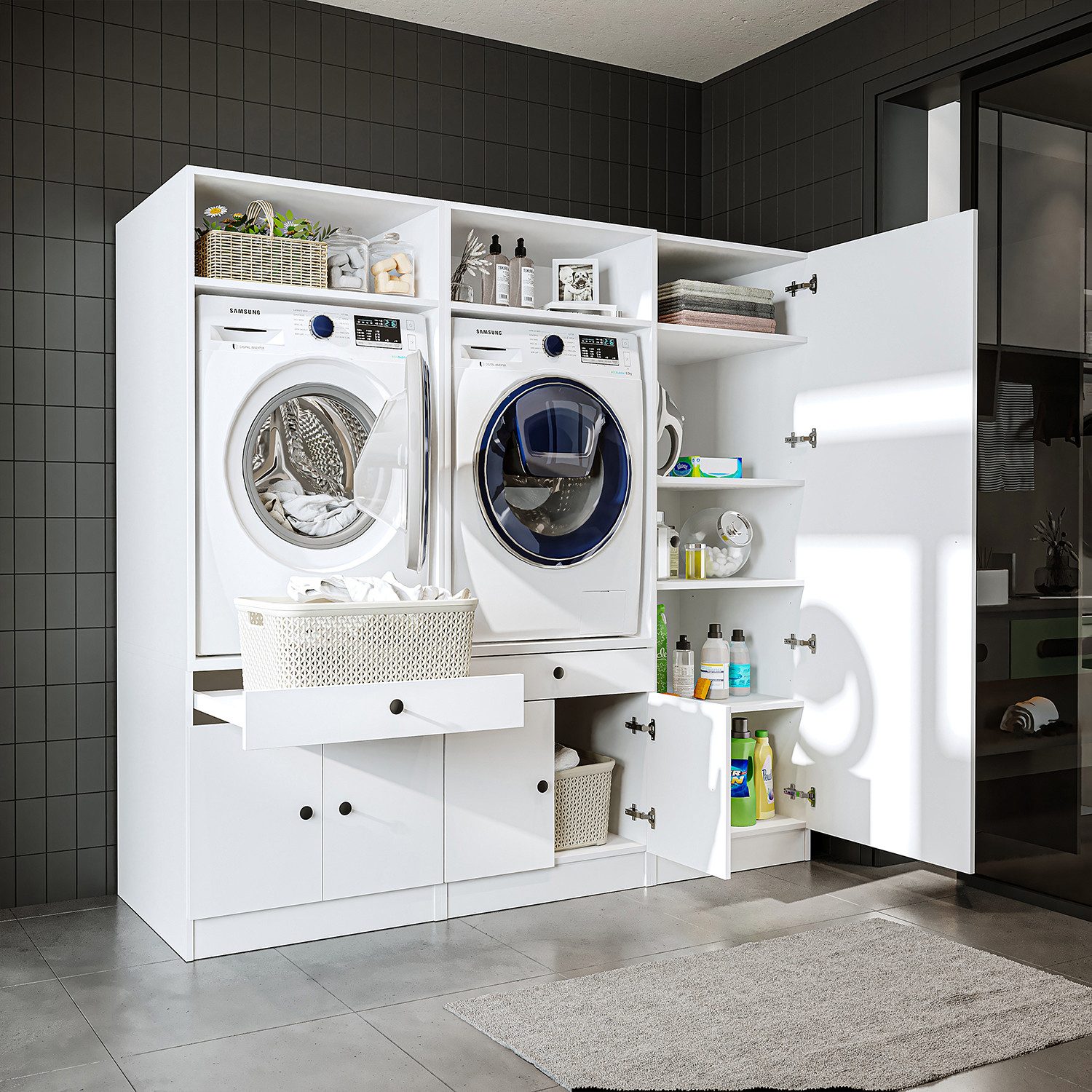 Roomart Waschmaschinenumbauschrank (Waschmaschinenschrank Trocknerschrank m günstig online kaufen