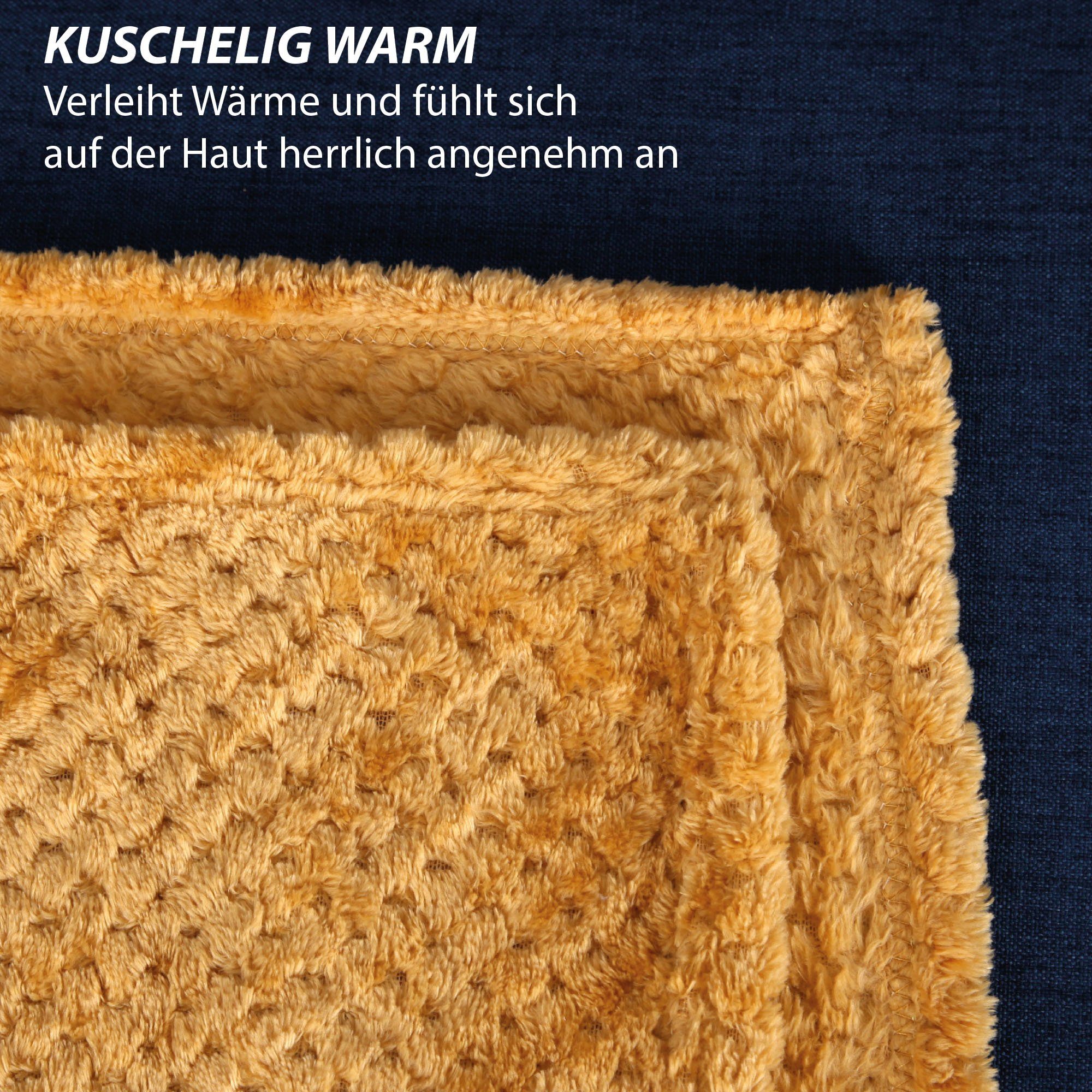 Kuscheldecke Flanell Tagesdecke und 150x200cm, Decke Wohndecke Curry Bestlivings, Couch Bett, Decke Sofa, für Flauschige