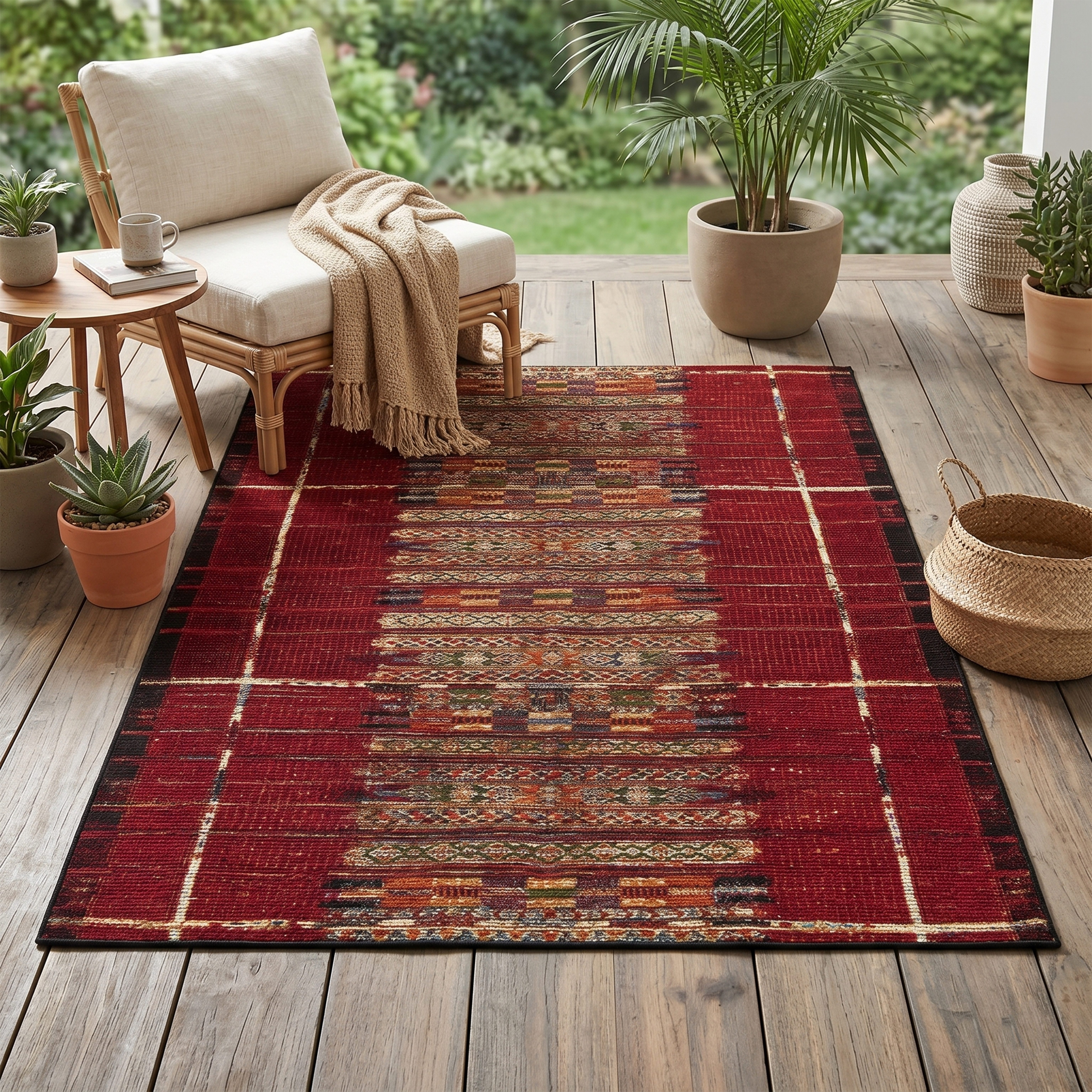 Gino Falcone Teppich Outdoor-Africa 38, rechteckig, Höhe: 5 mm, Flachgewebe, Ethno Style, In- und Outdoor geeignet