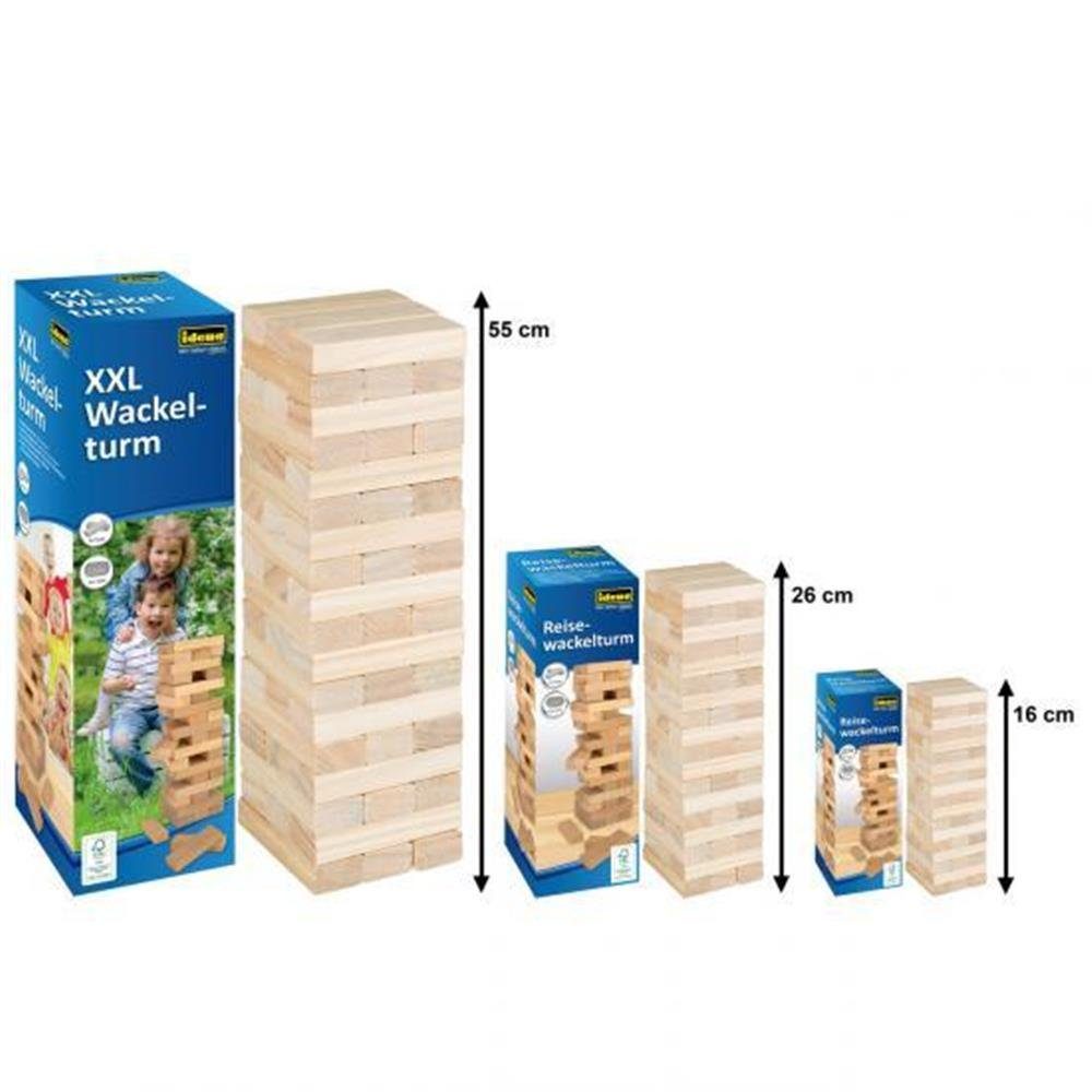 Idena Stapelspielzeug XXL Wackel-Turm, 54 Teile, aus Holz, Kinderspiel, Gesellschaftsspiel