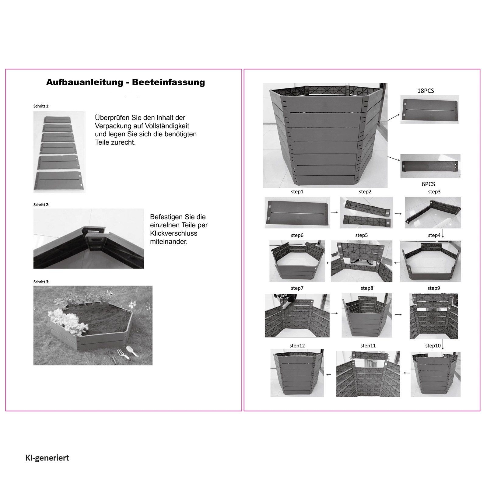 HTI-Living Hochbeet Hochbeet sechseckig erweiterbar in Höhe Nessa (Set, 6 St., 6 Module), Pflanzkasten – Bild 3 von 3