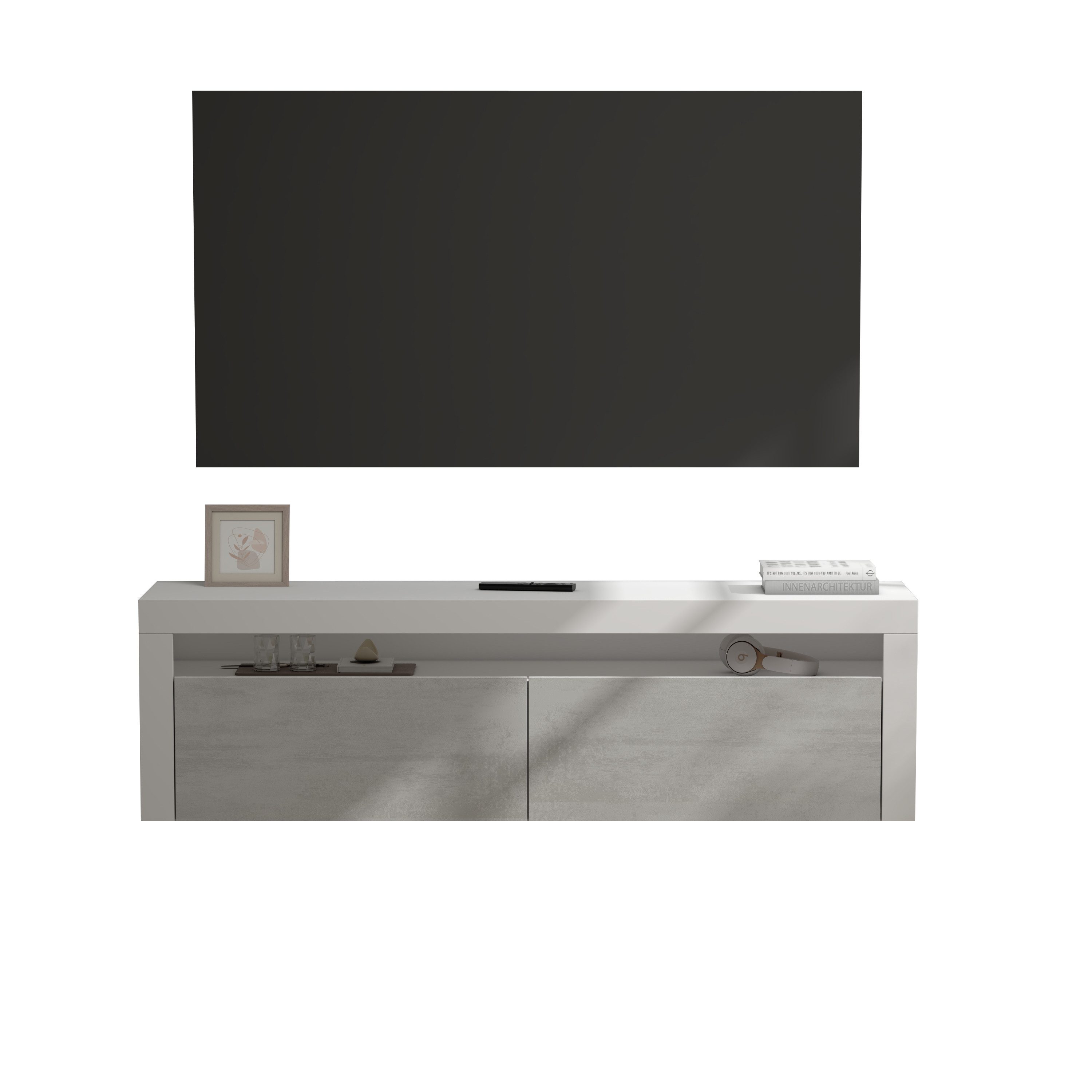 Lowboard TV-Schrank Low-Board Fernsehschrank Hängend 2 Schranktüren 160x40x46cm