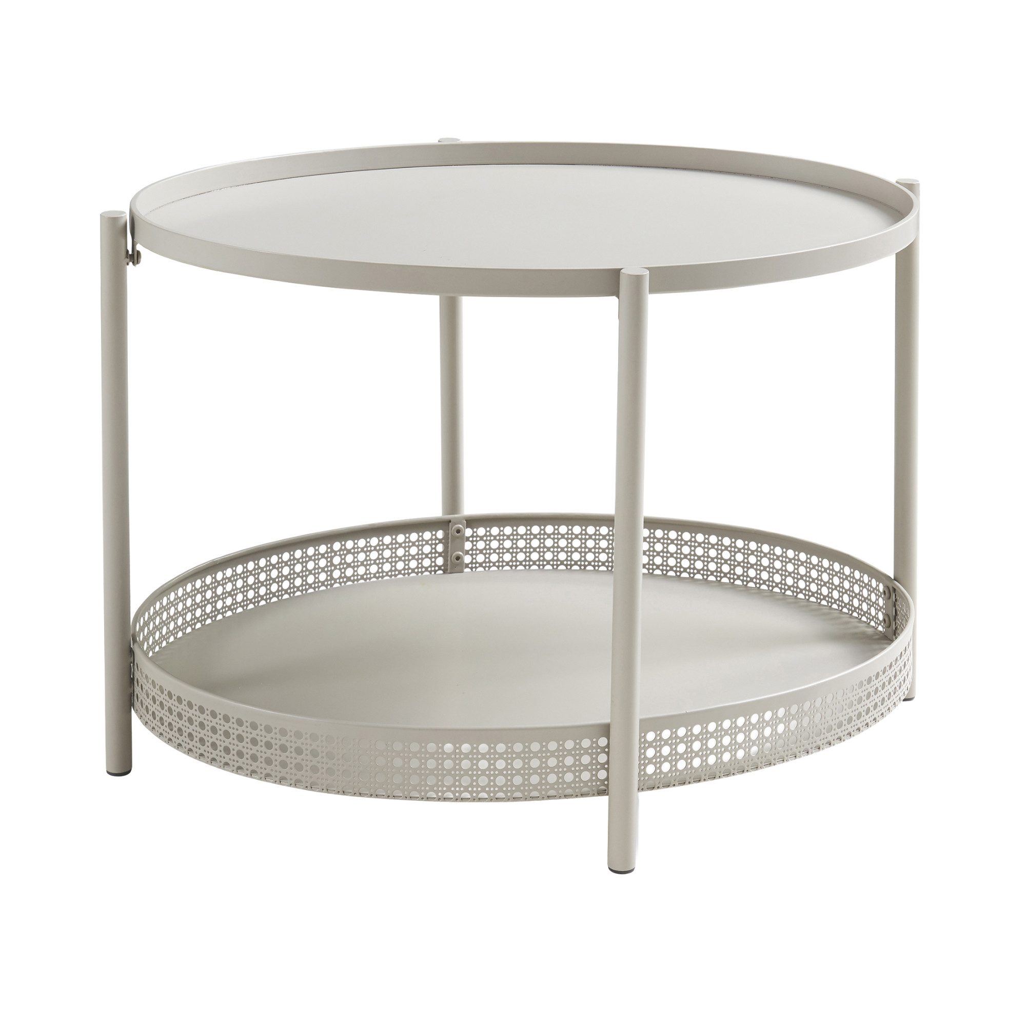 en.casa Couchtisch, »Jäller« Metall oval in Rattan-Optik 66 x 51 x 44 cm Taupe