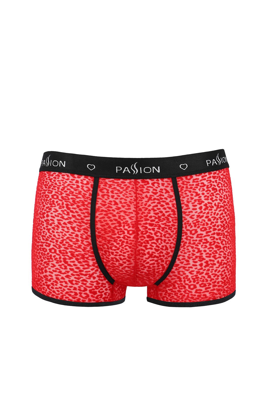 Passion Menswear Boxershorts Rote Herren Shorts transparent aus Netzmaterial und Samtflock hinten o