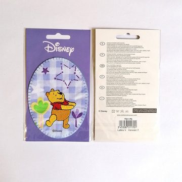 Disney Aufnäher Bügelbild, Aufbügler, Applikationen, Patches, Flicken, zum aufbügeln, Polyester, Winnie Pooh Stern - Größe: 10,7 x 8 cm